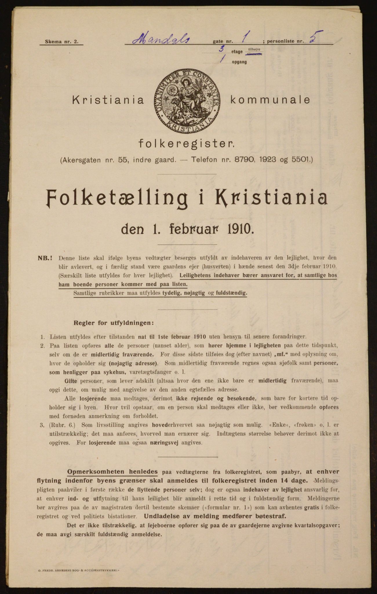 OBA, Kommunal folketelling 1.2.1910 for Kristiania, 1910, s. 58095