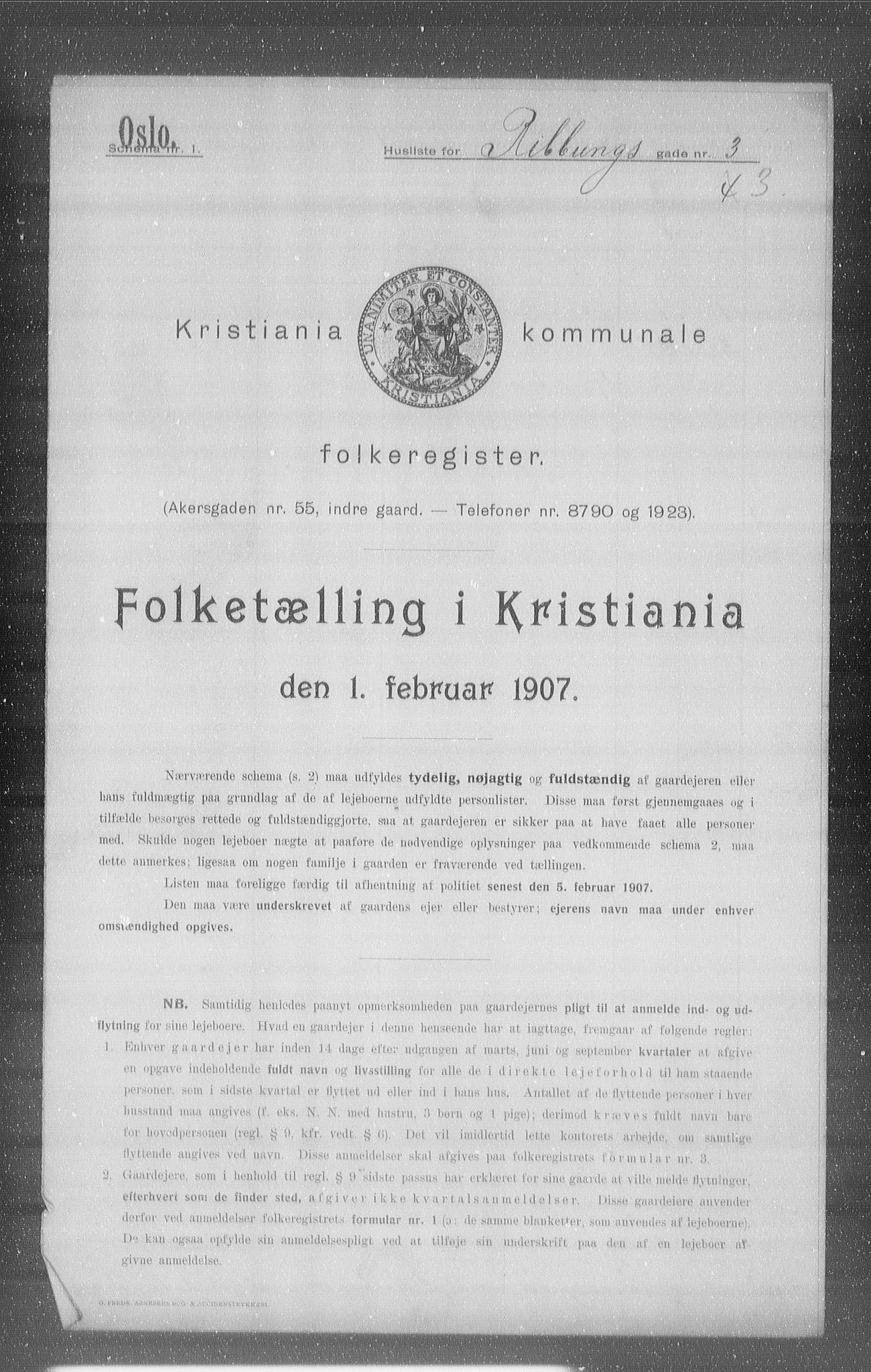 OBA, Kommunal folketelling 1.2.1907 for Kristiania kjøpstad, 1907, s. 42314