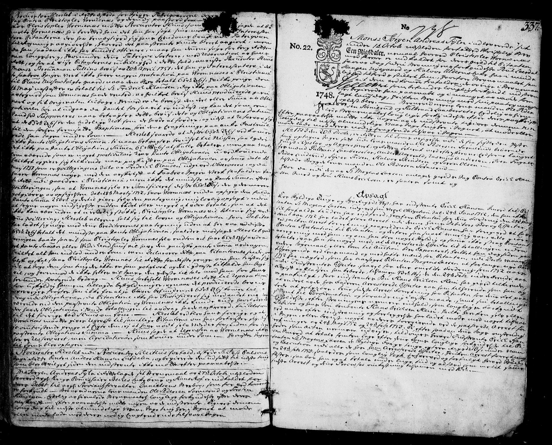 Aker sorenskriveri, SAO/A-10895/F/Fb/L0040: Tingbok, 1748-1753, s. 336b-337a