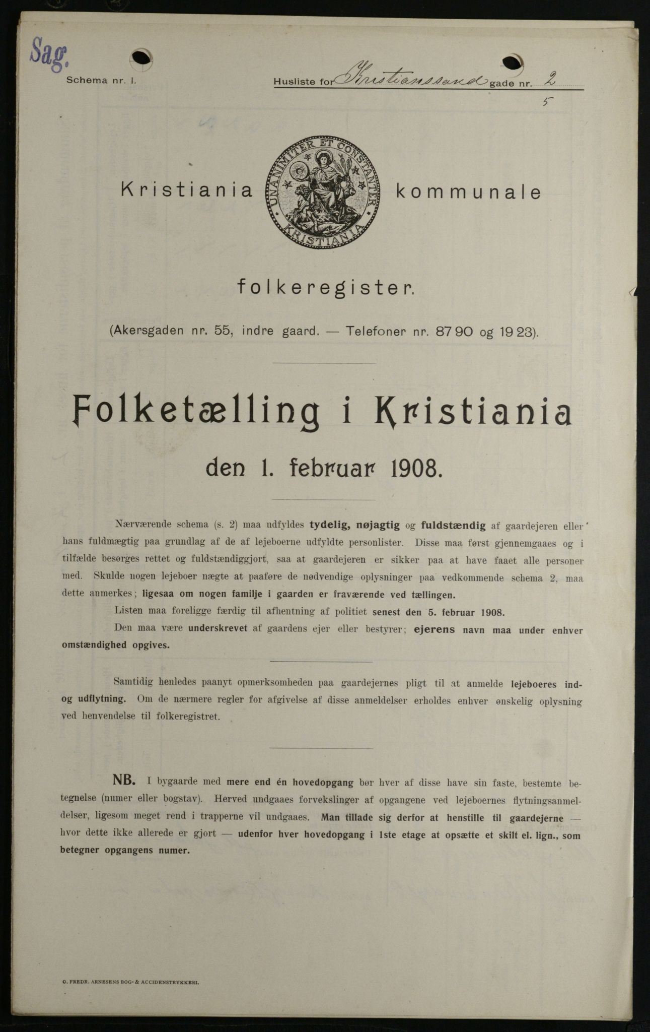 OBA, Kommunal folketelling 1.2.1908 for Kristiania kjøpstad, 1908, s. 48572