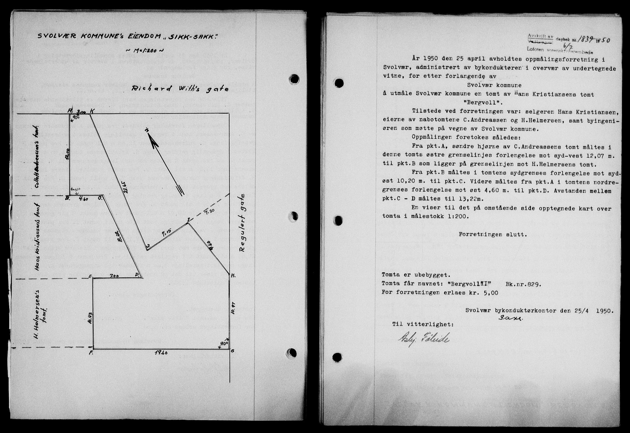 Lofoten sorenskriveri, SAT/A-0017/1/2/2C/L0024a: Pantebok nr. 24a, 1950-1950, Dagboknr: 1839/1950