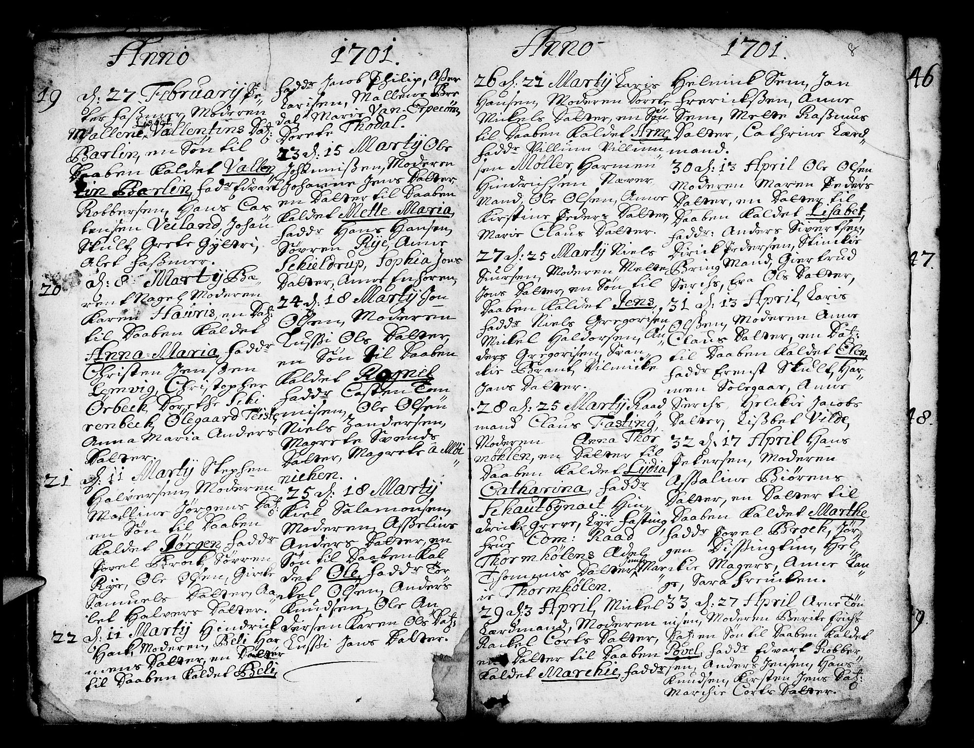 Nykirken Sokneprestembete, AV/SAB-A-77101/H/Haa/L0002: Ministerialbok nr. A 2, 1700-1723, s. 8