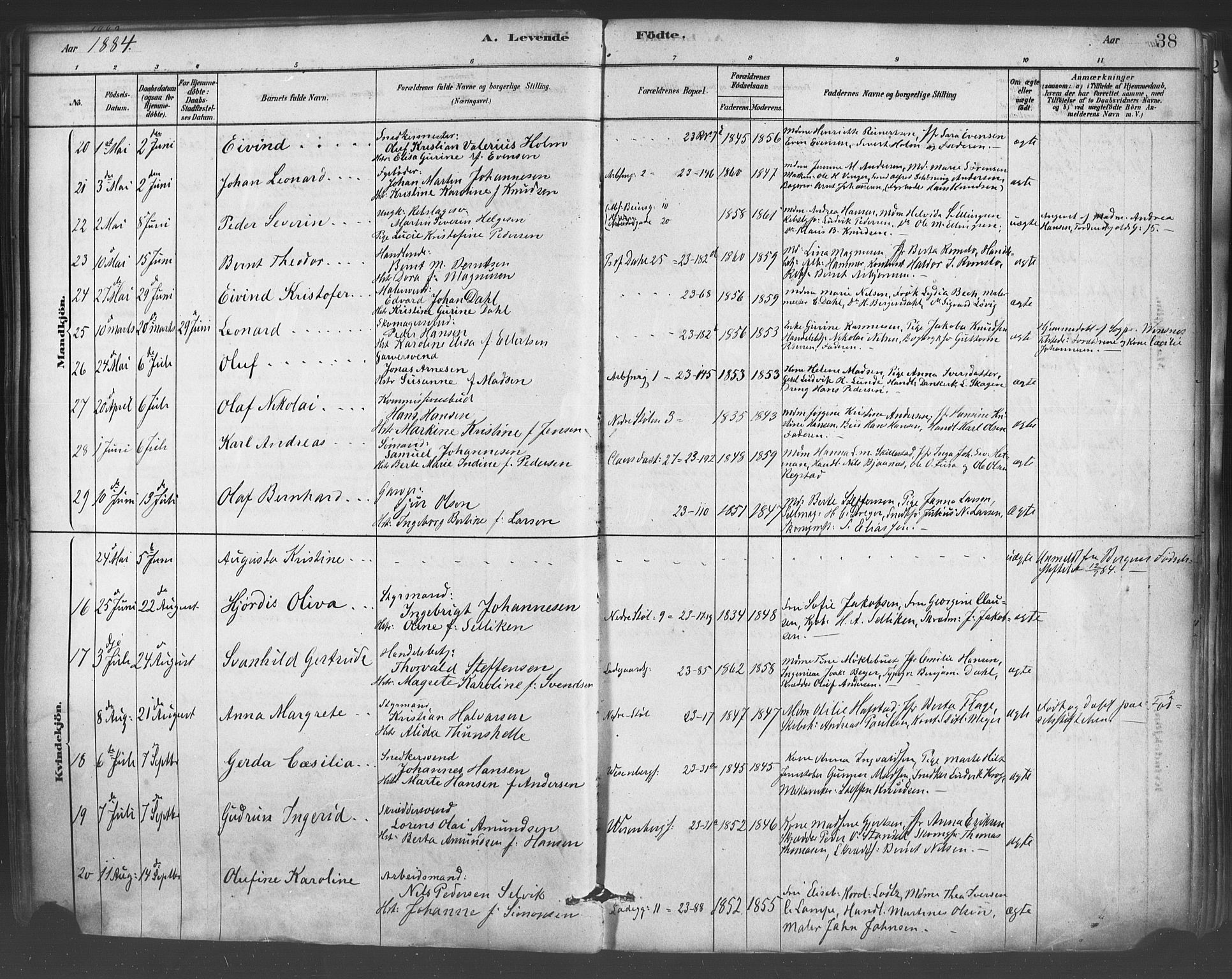 Mariakirken Sokneprestembete, AV/SAB-A-76901/H/Haa/L0007: Ministerialbok nr. A 7, 1878-1893, s. 38