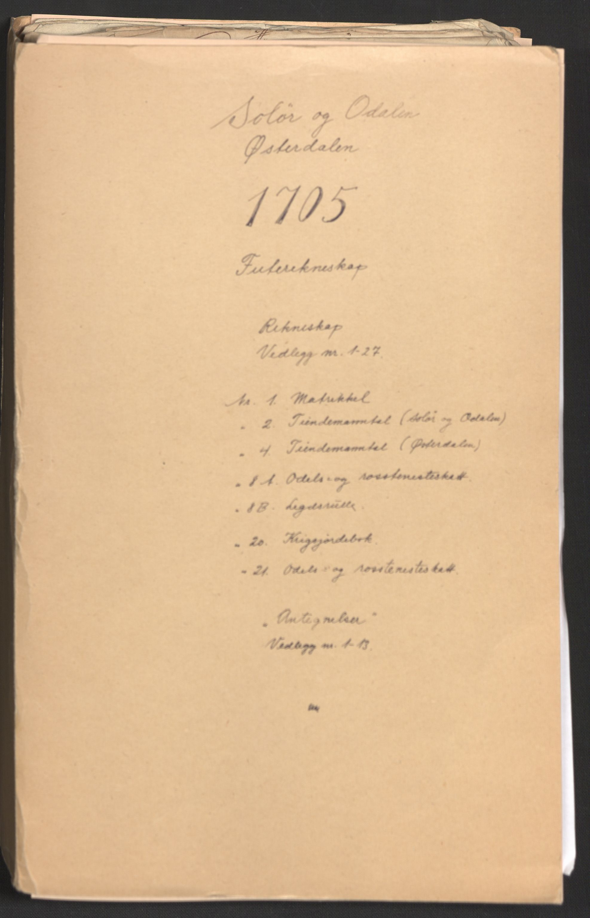 Rentekammeret inntil 1814, Reviderte regnskaper, Fogderegnskap, RA/EA-4092/R13/L0843: Fogderegnskap Solør, Odal og Østerdal, 1705-1706, s. 2