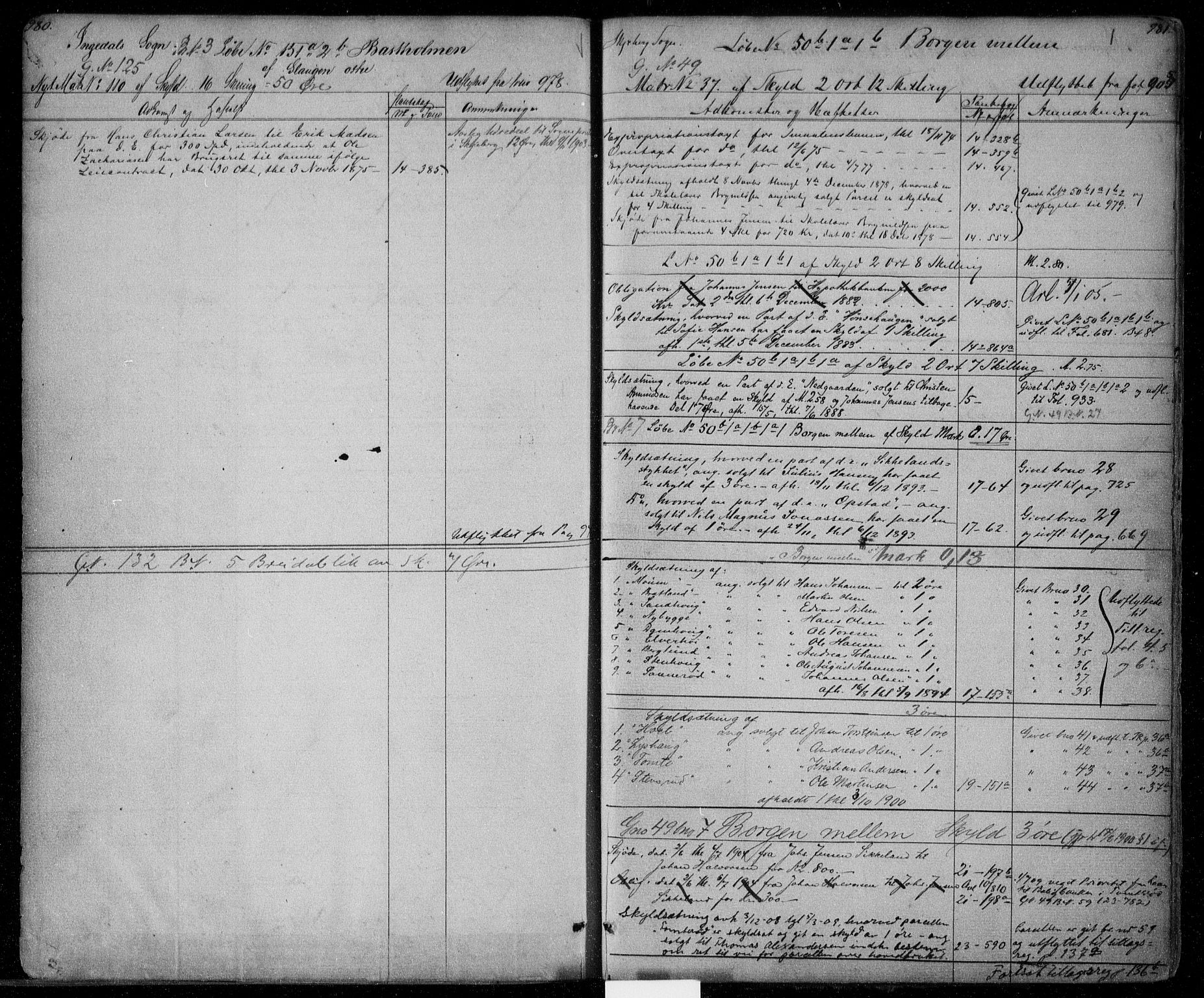 Idd og Marker sorenskriveri, AV/SAO-A-10283/G/Ga/Gac/L0002: Panteregister nr. II 2, 1848-1911, s. 980-981