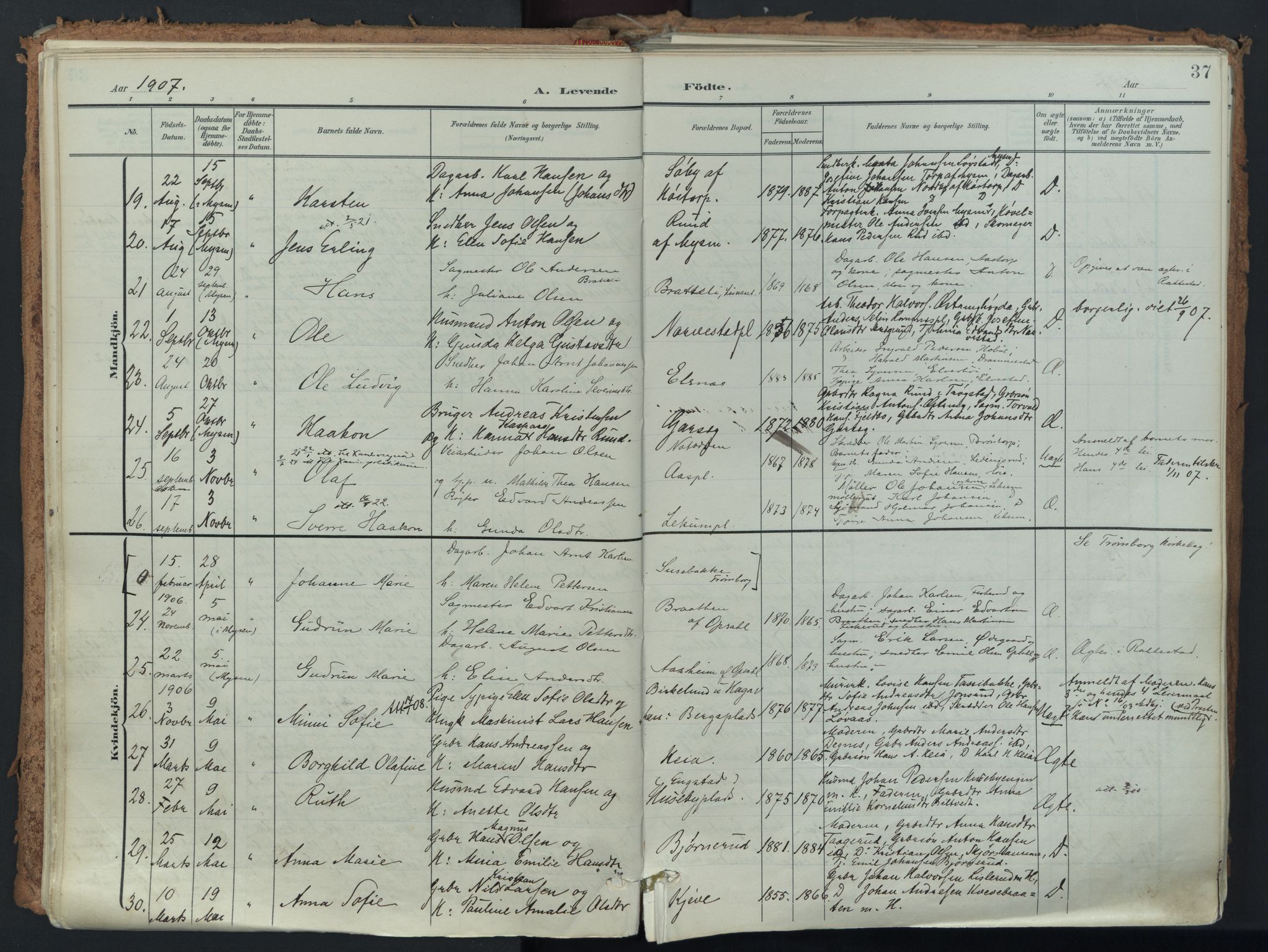 Eidsberg prestekontor Kirkebøker, AV/SAO-A-10905/F/Fa/L0014: Ministerialbok nr. I 14, 1902-1919, s. 37