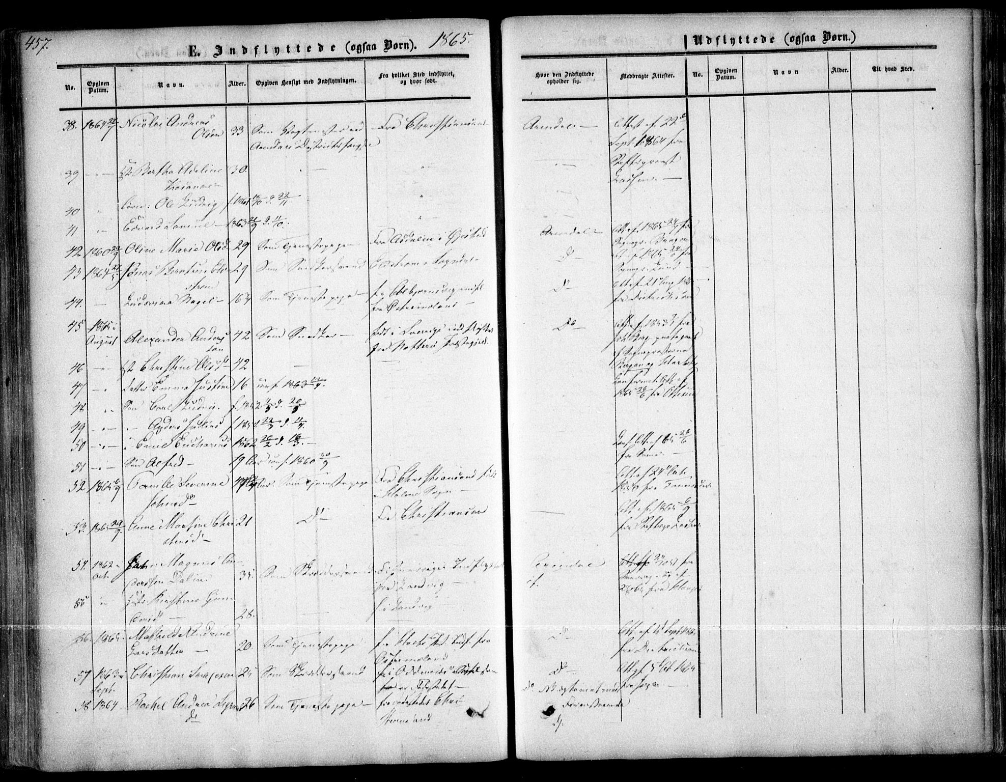 Arendal sokneprestkontor, Trefoldighet, AV/SAK-1111-0040/F/Fa/L0006: Ministerialbok nr. A 6, 1855-1868, s. 457