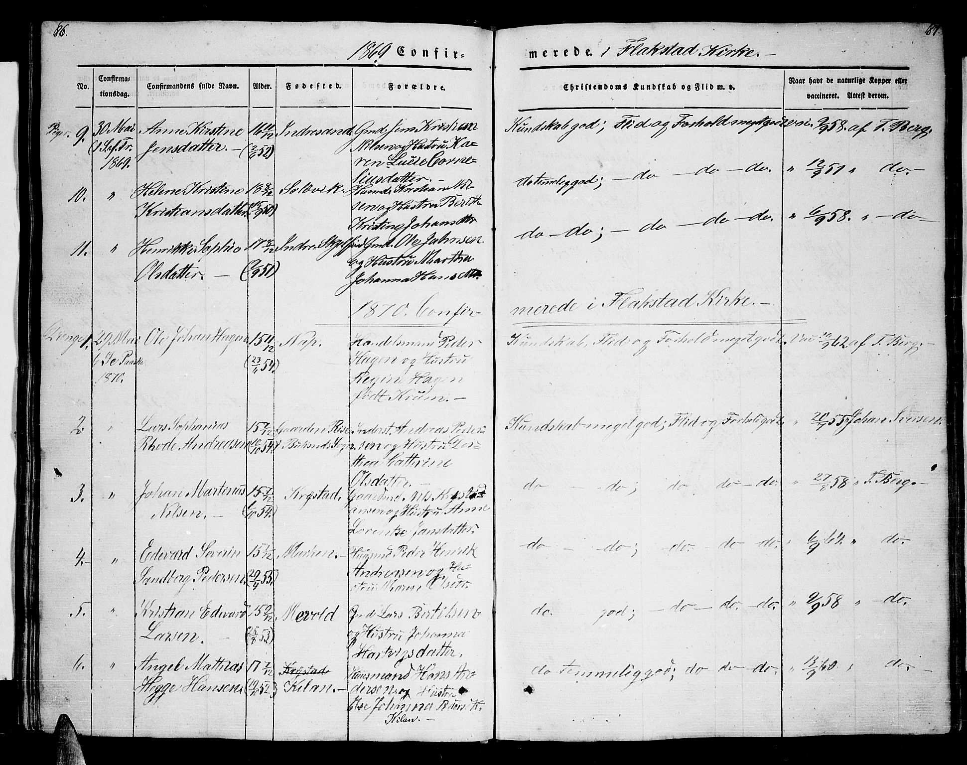 Ministerialprotokoller, klokkerbøker og fødselsregistre - Nordland, AV/SAT-A-1459/885/L1212: Klokkerbok nr. 885C01, 1847-1873, s. 86-87