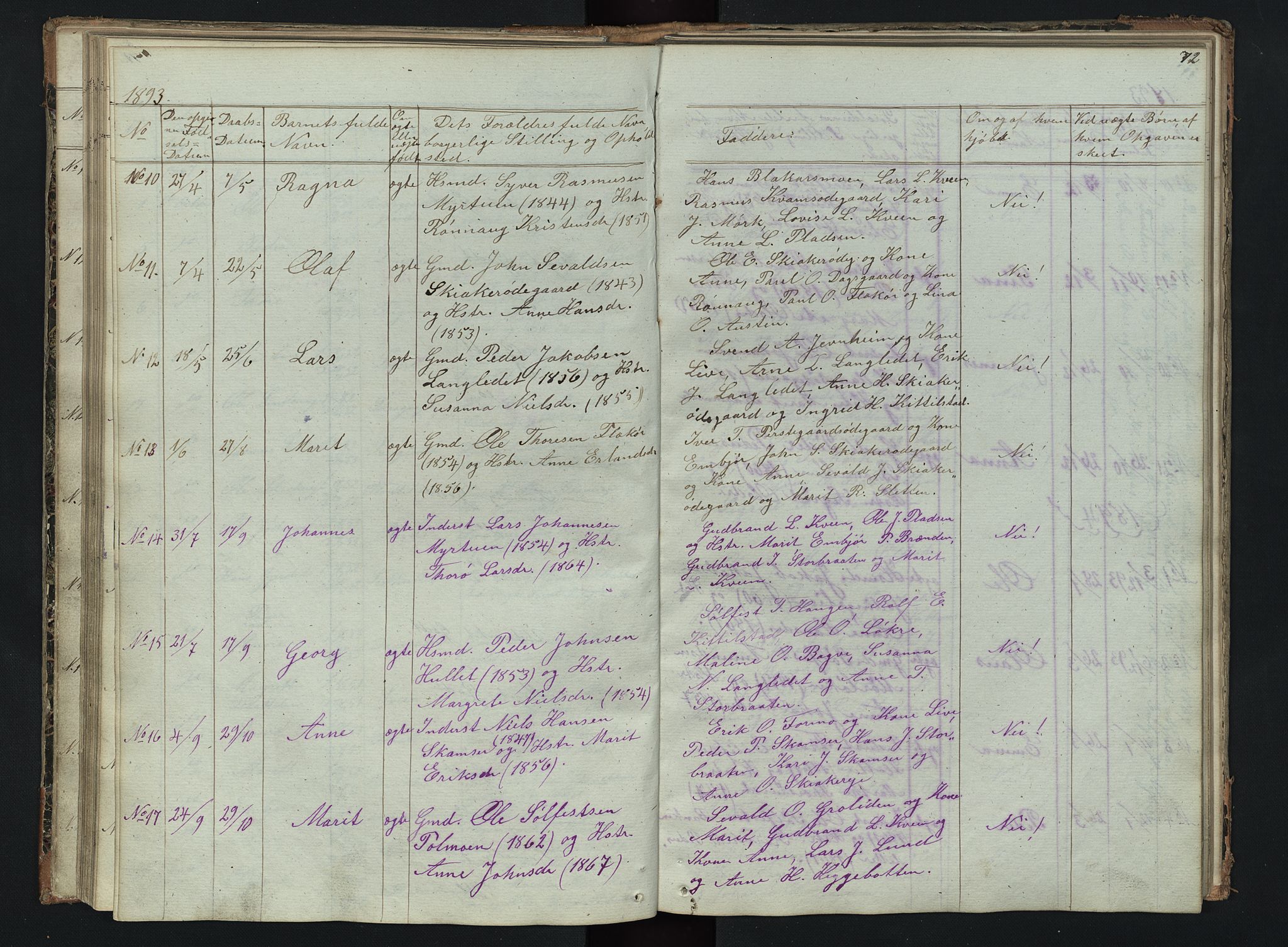 Skjåk prestekontor, AV/SAH-PREST-072/H/Ha/Hab/L0002: Klokkerbok nr. 2, 1867-1894, s. 72
