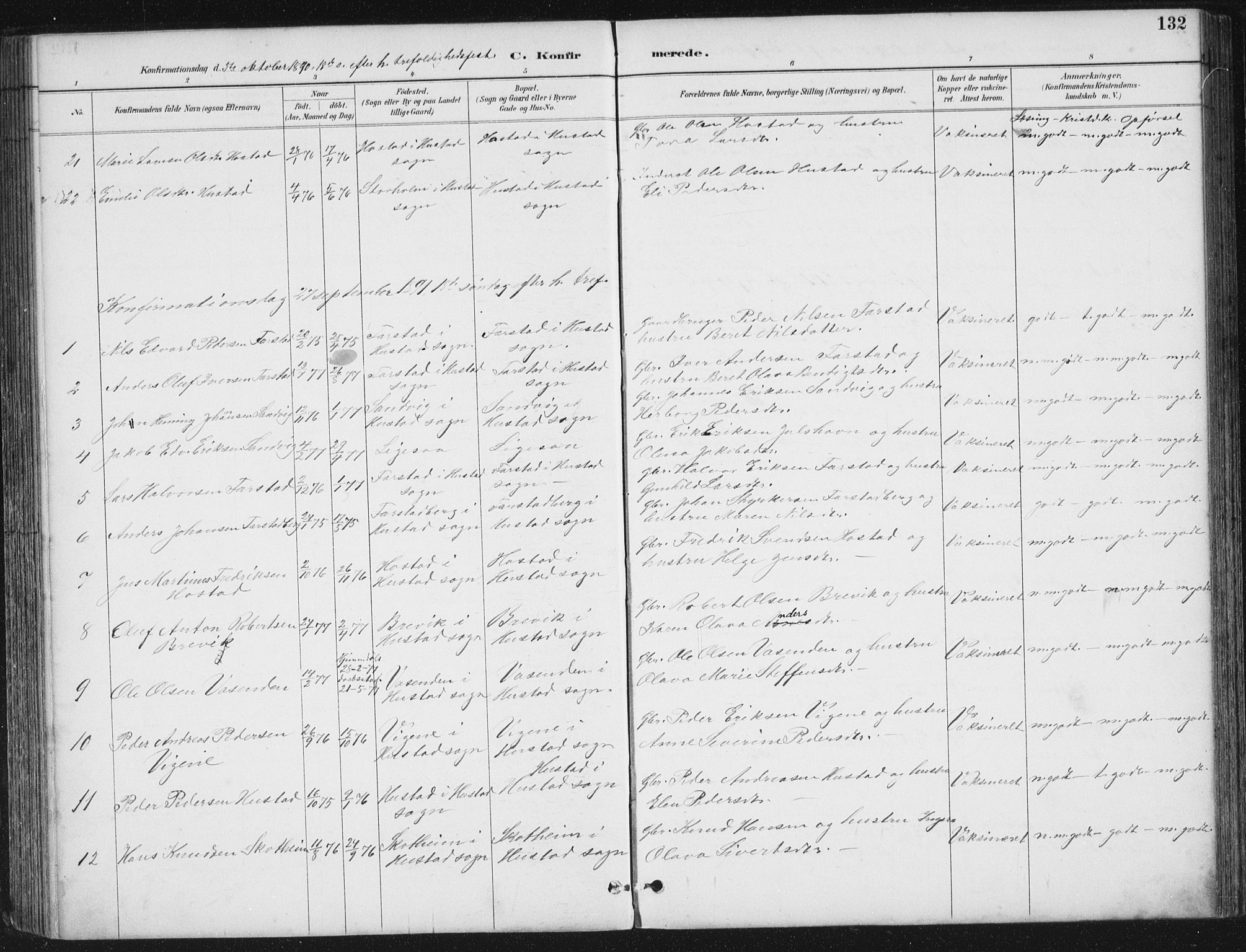 Ministerialprotokoller, klokkerbøker og fødselsregistre - Møre og Romsdal, AV/SAT-A-1454/567/L0783: Klokkerbok nr. 567C03, 1887-1903, s. 132