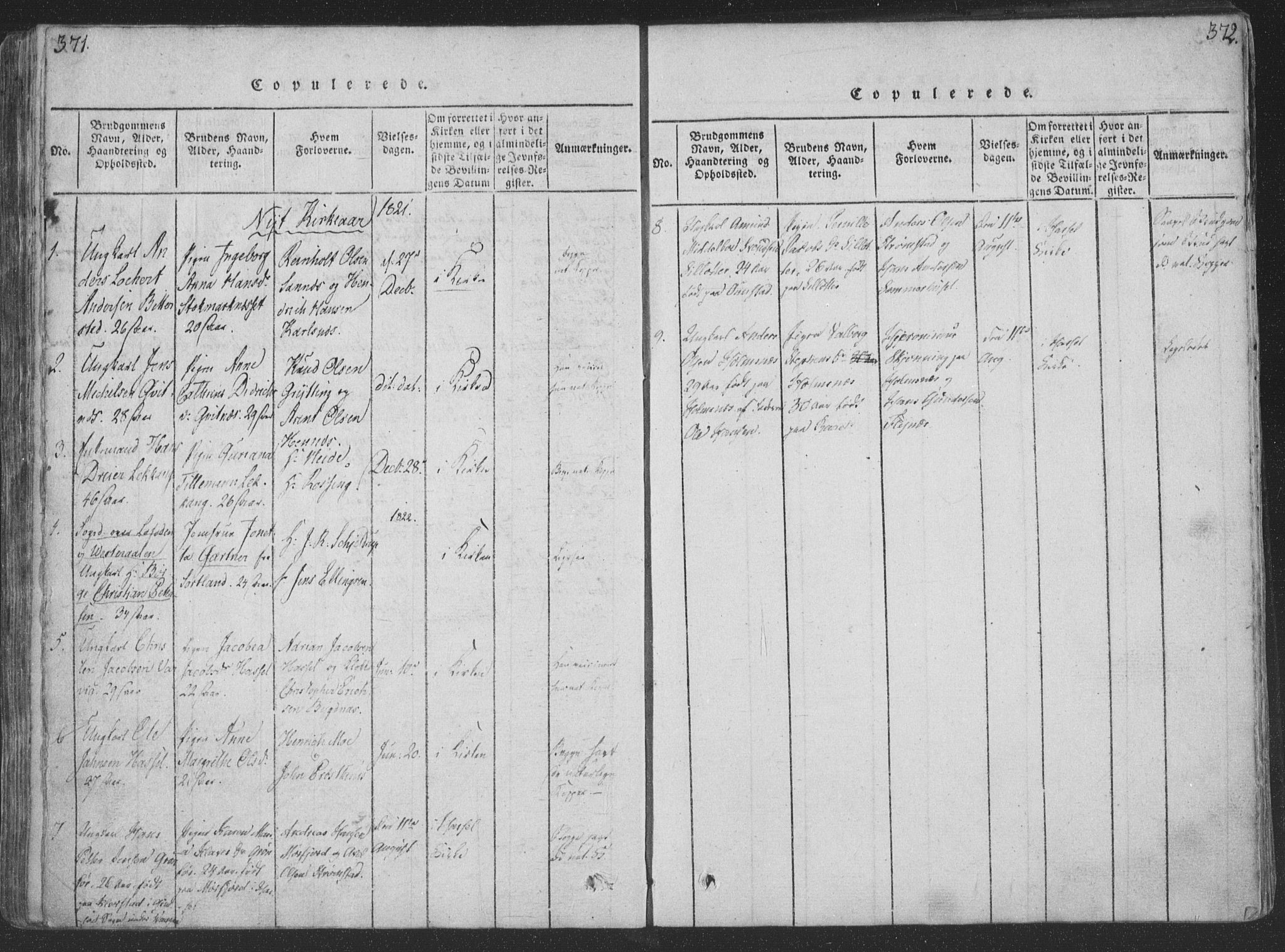 Ministerialprotokoller, klokkerbøker og fødselsregistre - Nordland, AV/SAT-A-1459/888/L1262: Klokkerbok nr. 888C01, 1820-1836, s. 371-372