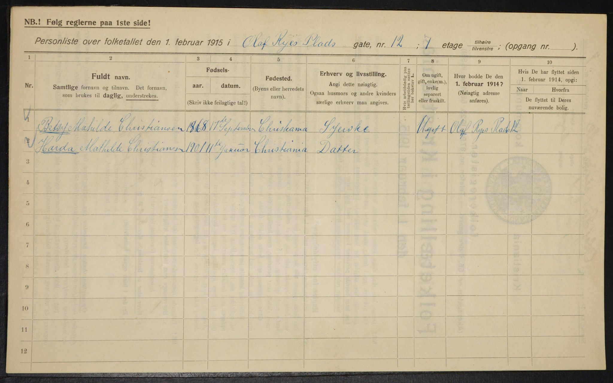 OBA, Kommunal folketelling 1.2.1915 for Kristiania, 1915, s. 74772