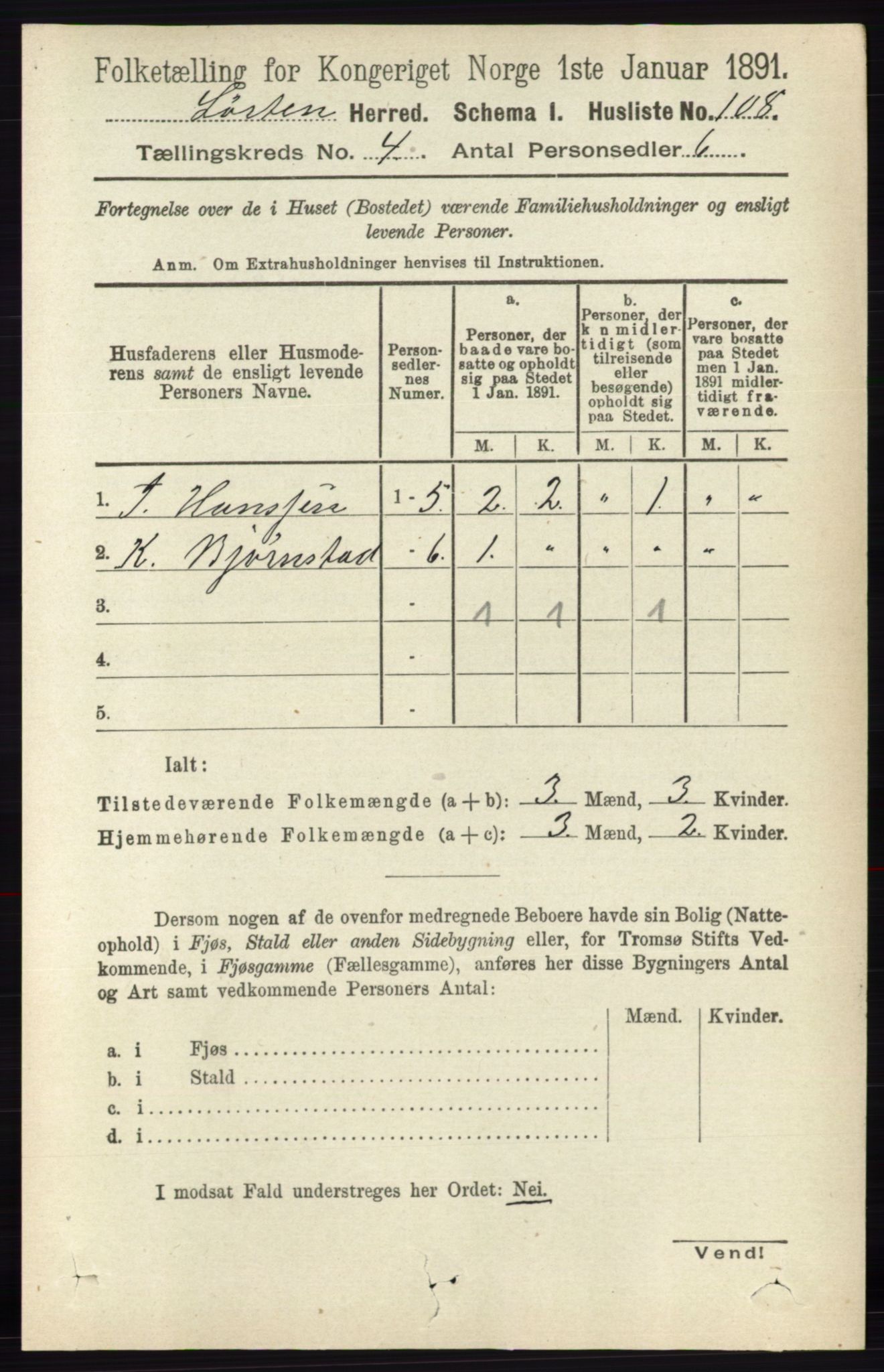 RA, Folketelling 1891 for 0415 Løten herred, 1891, s. 2777