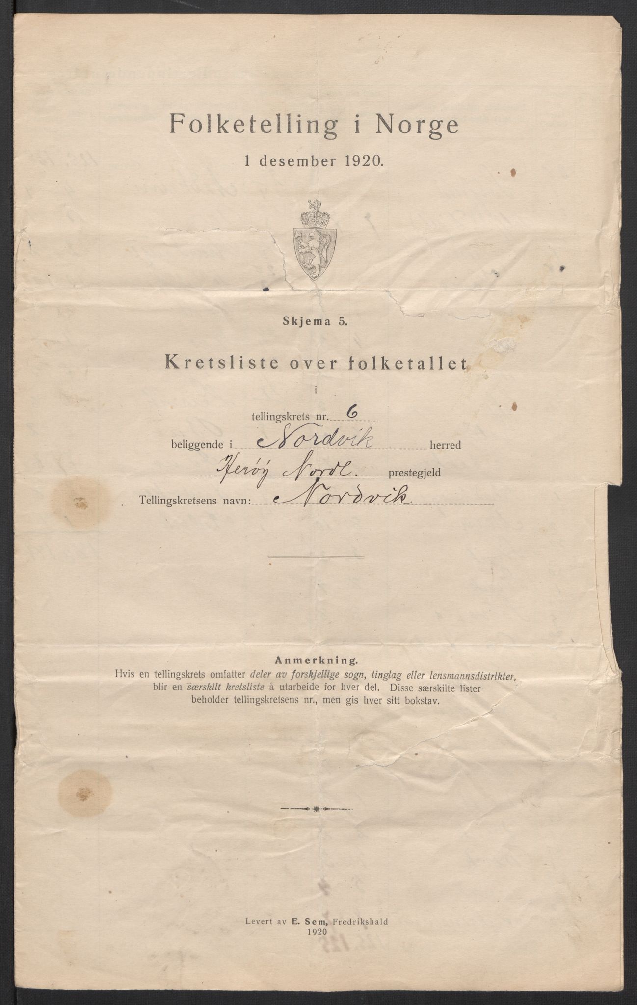 SAT, Folketelling 1920 for 1819 Nordvik herred, 1920, s. 21