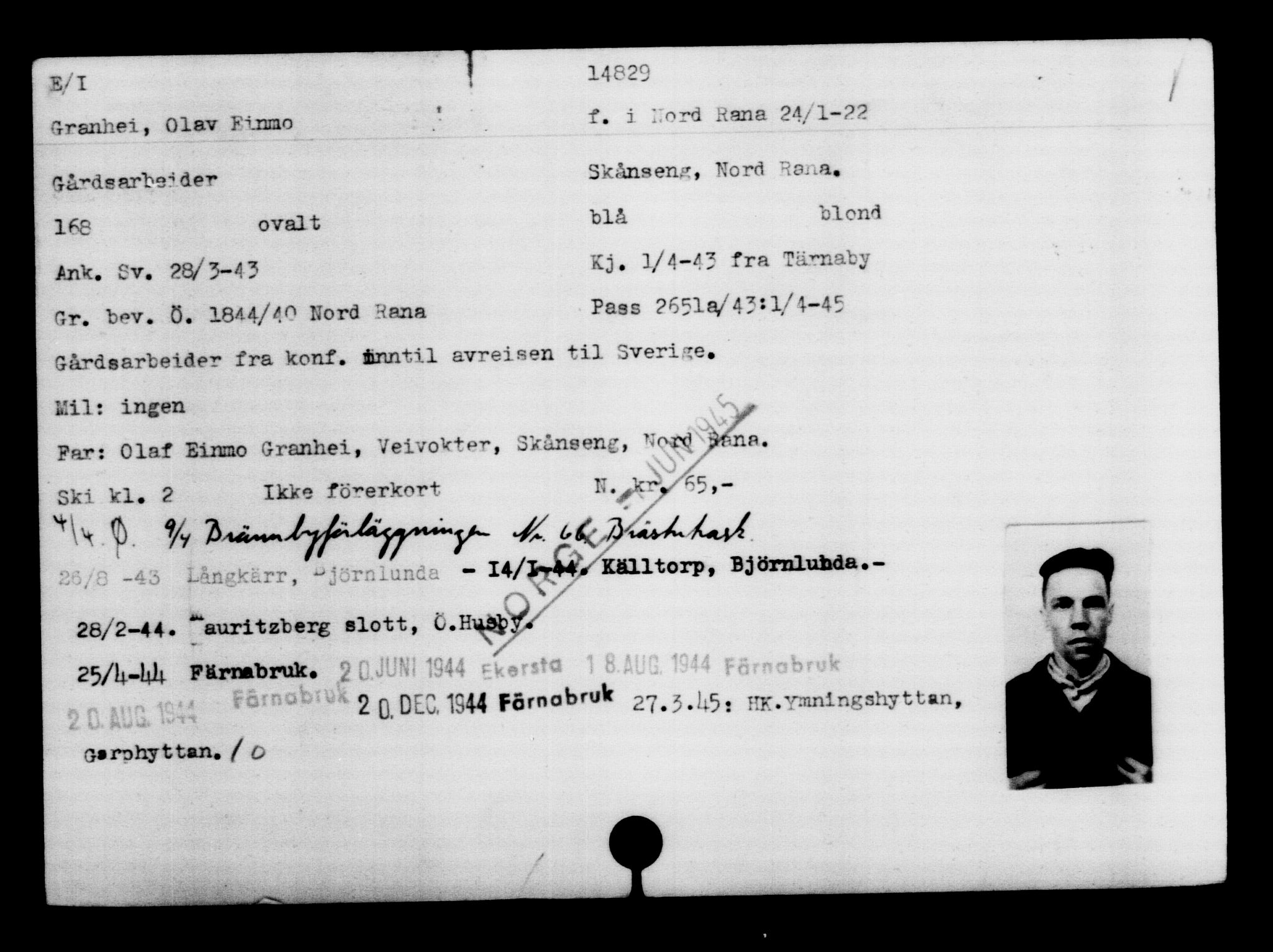 Den Kgl. Norske Legasjons Flyktningskontor, AV/RA-S-6753/V/Va/L0007: Kjesäterkartoteket.  Flyktningenr. 12700-15723, 1940-1945, s. 2456