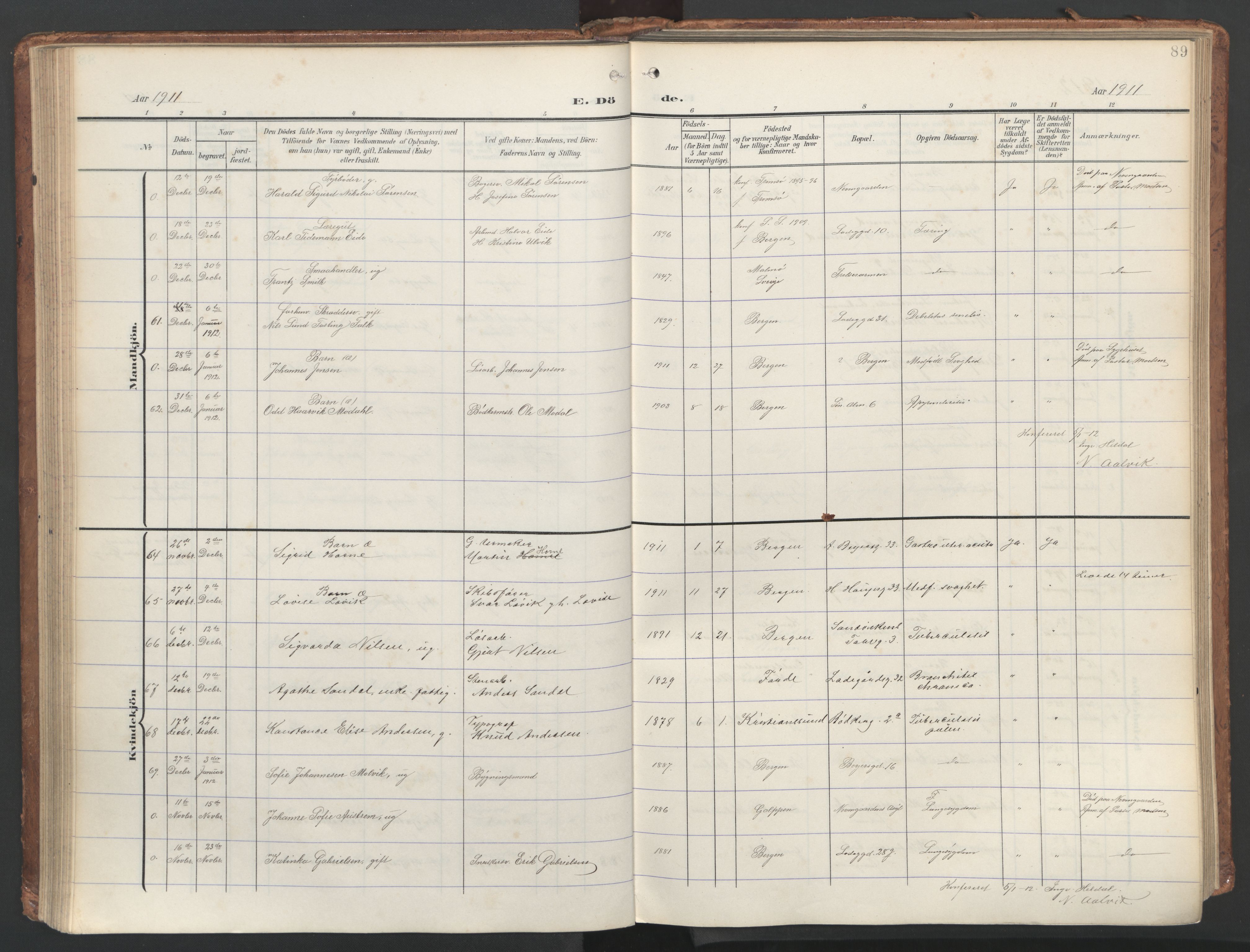 Sandviken Sokneprestembete, SAB/A-77601/H/Ha/L0019: Ministerialbok nr. E 2, 1905-1933, s. 89