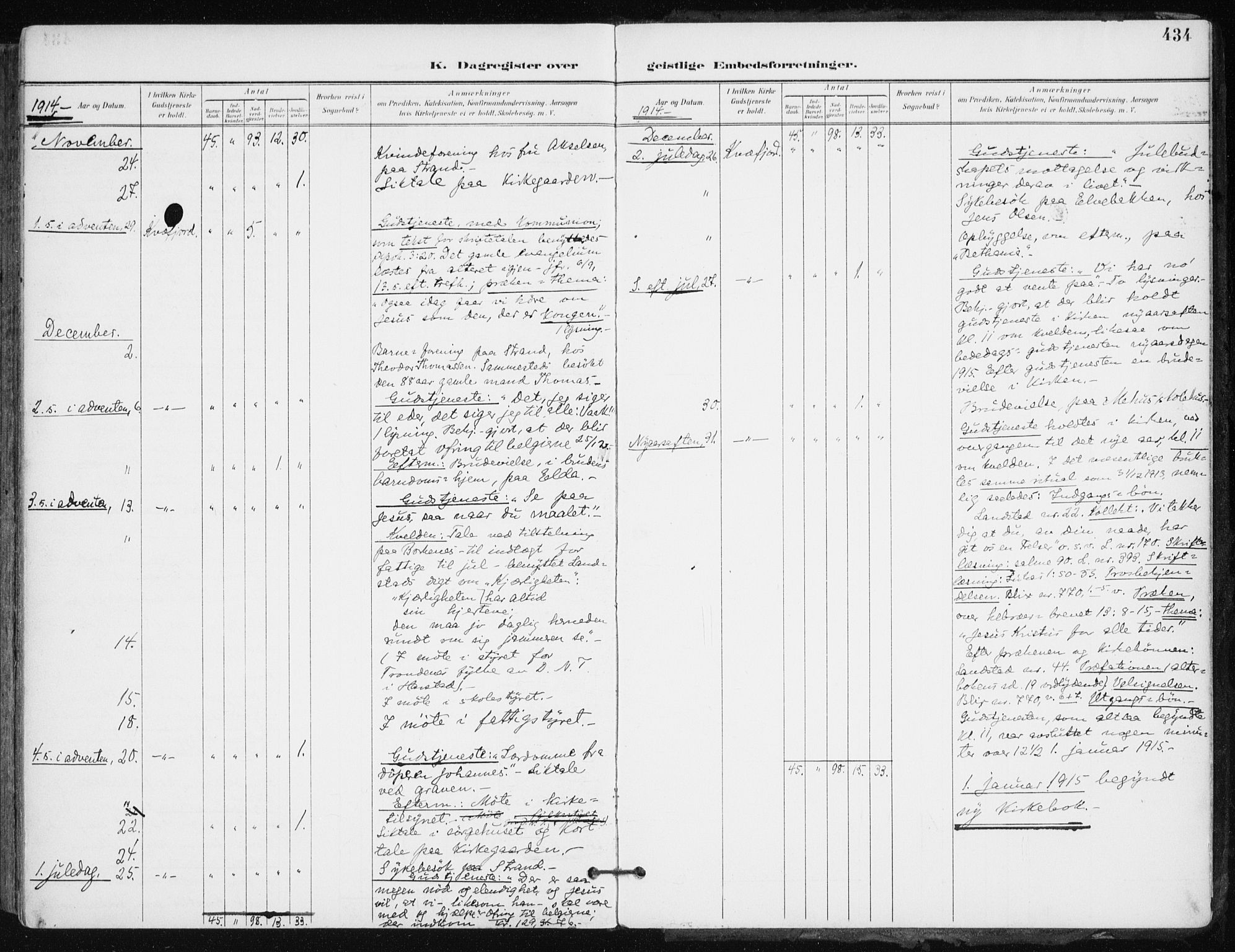 Kvæfjord sokneprestkontor, AV/SATØ-S-1323/G/Ga/Gaa/L0006kirke: Ministerialbok nr. 6, 1895-1914, s. 434