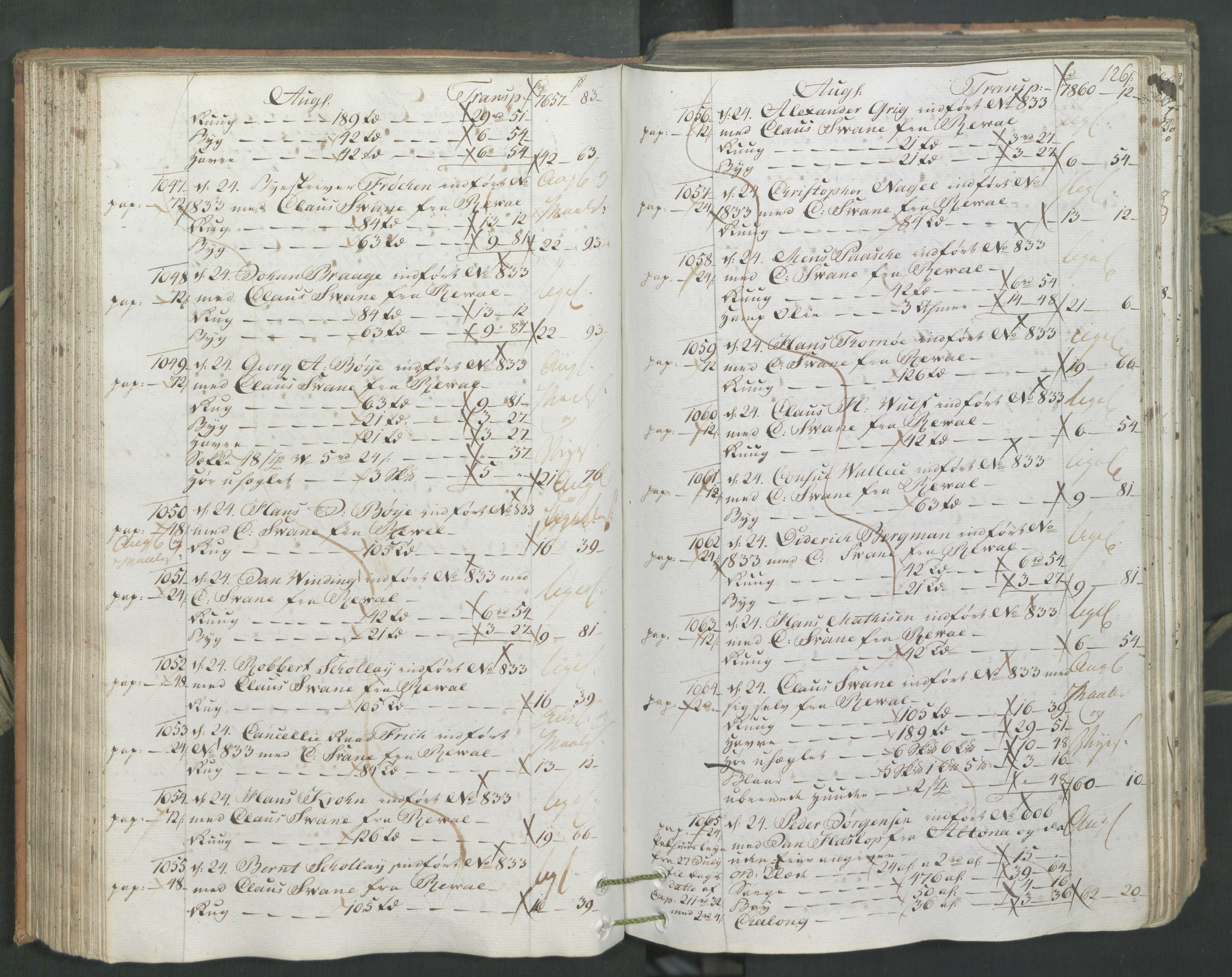 Generaltollkammeret, tollregnskaper, AV/RA-EA-5490/R26/L0222/0001: Tollregnskaper Bergen A / Inngående hovedtollbok, 1786, s. 125b-126a