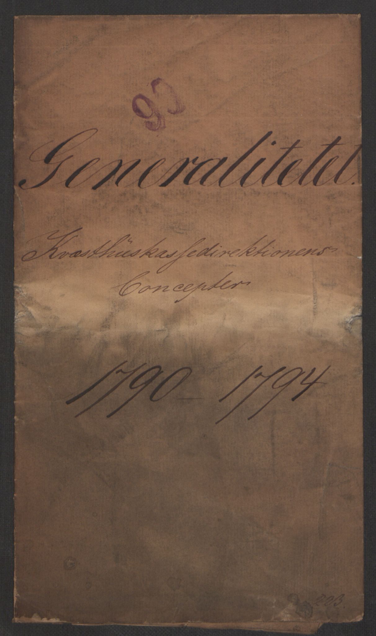 Forsvaret, Den norske kvesthuskasse/krigshospitalkasse, AV/RA-RAFA-1887/F/Fa/L0008: Konsepter, 1790-1793, s. 2