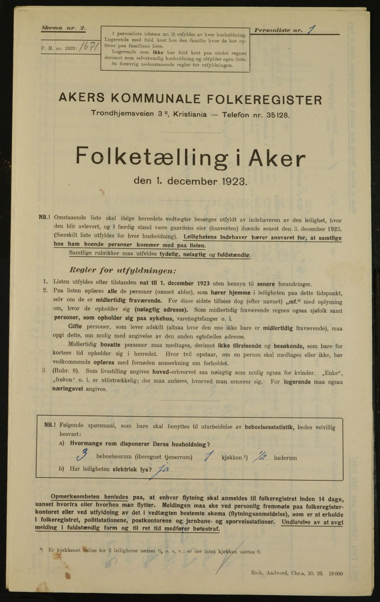 , Kommunal folketelling 1.12.1923 for Aker, 1923, s. 33053