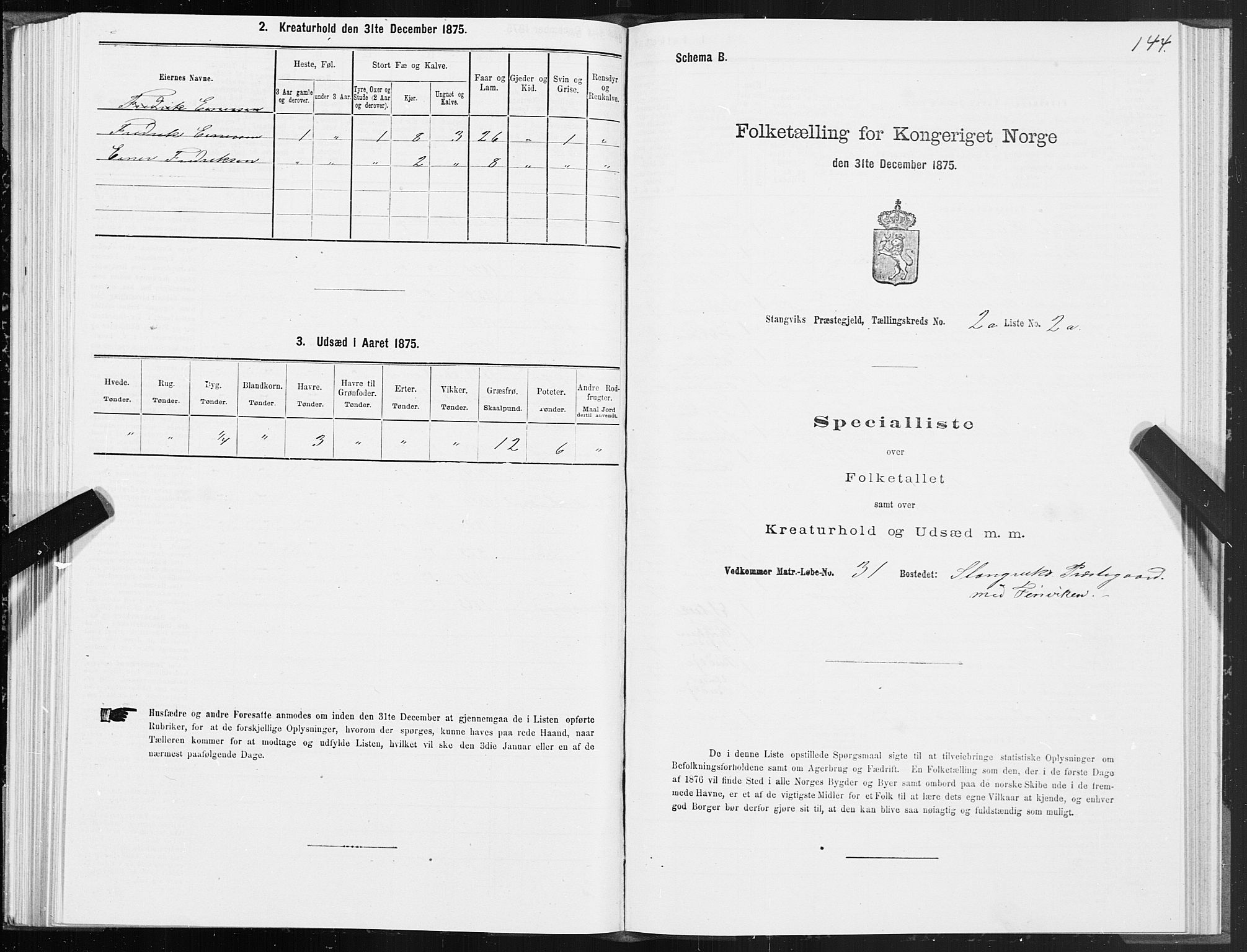 SAT, Folketelling 1875 for 1564P Stangvik prestegjeld, 1875, s. 1144