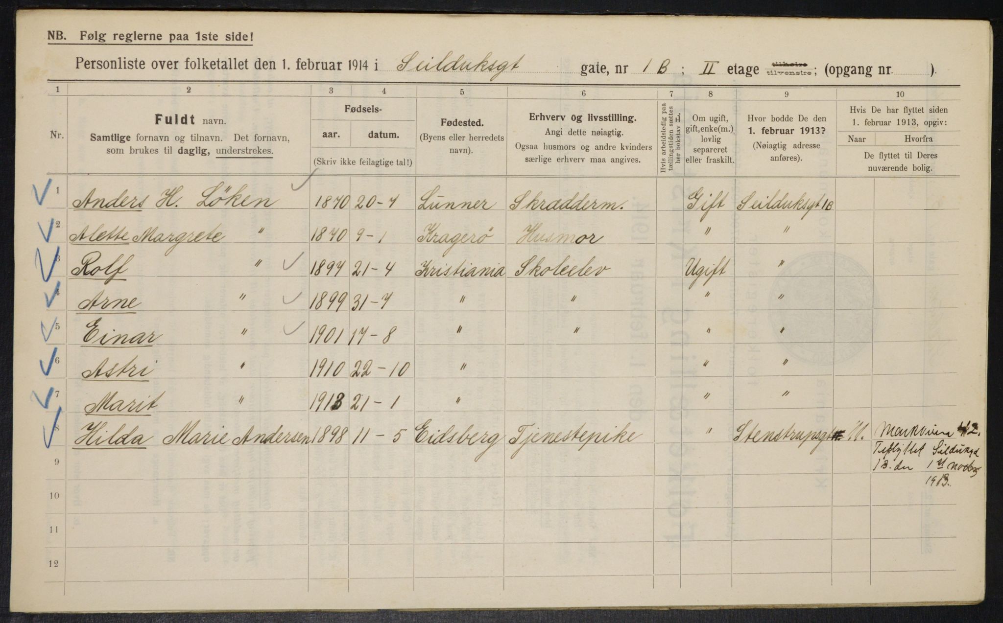 OBA, Kommunal folketelling 1.2.1914 for Kristiania, 1914, s. 93636