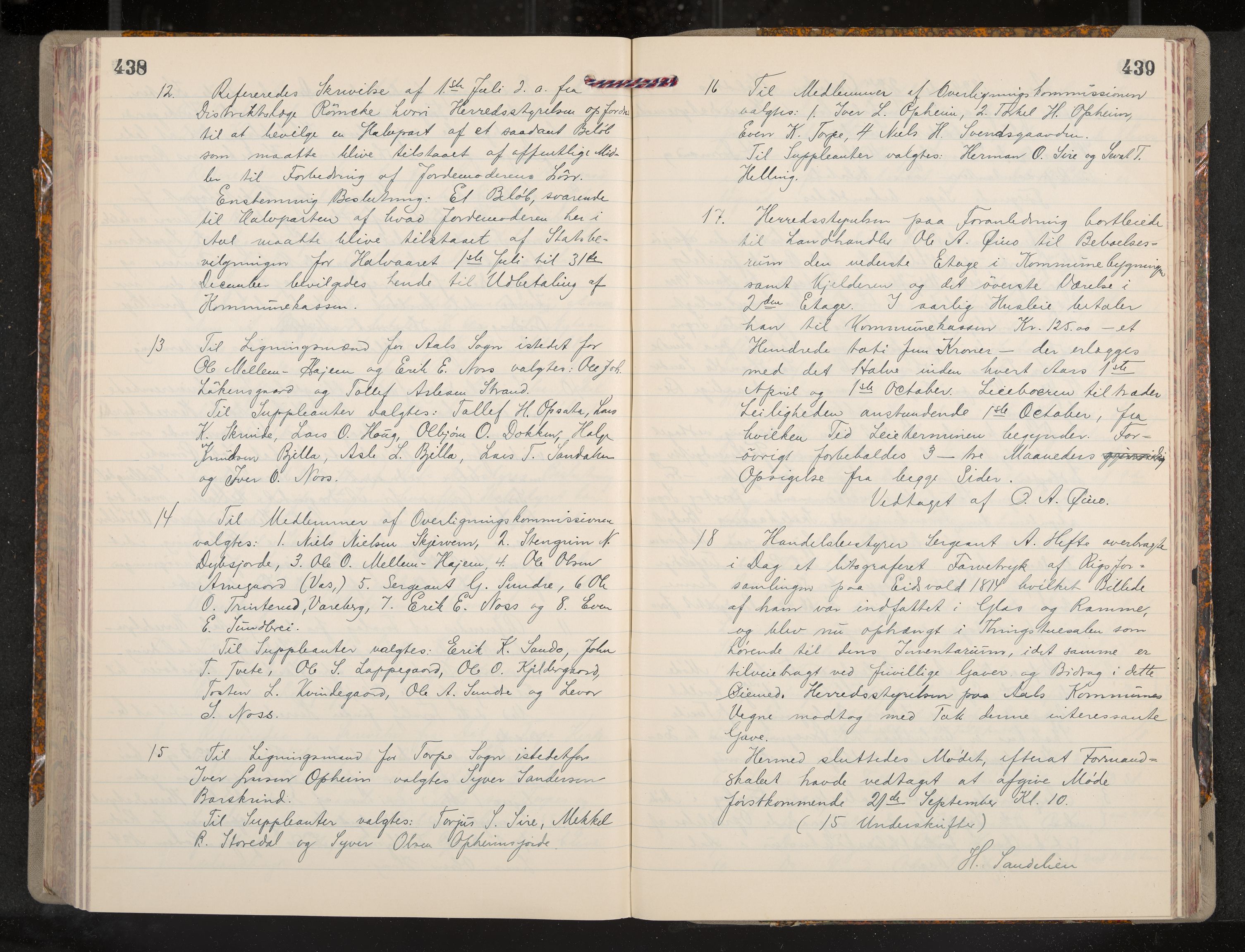 Ål formannskap og sentraladministrasjon, IKAK/0619021/A/Aa/L0004: Utskrift av møtebok, 1881-1901, s. 438-439