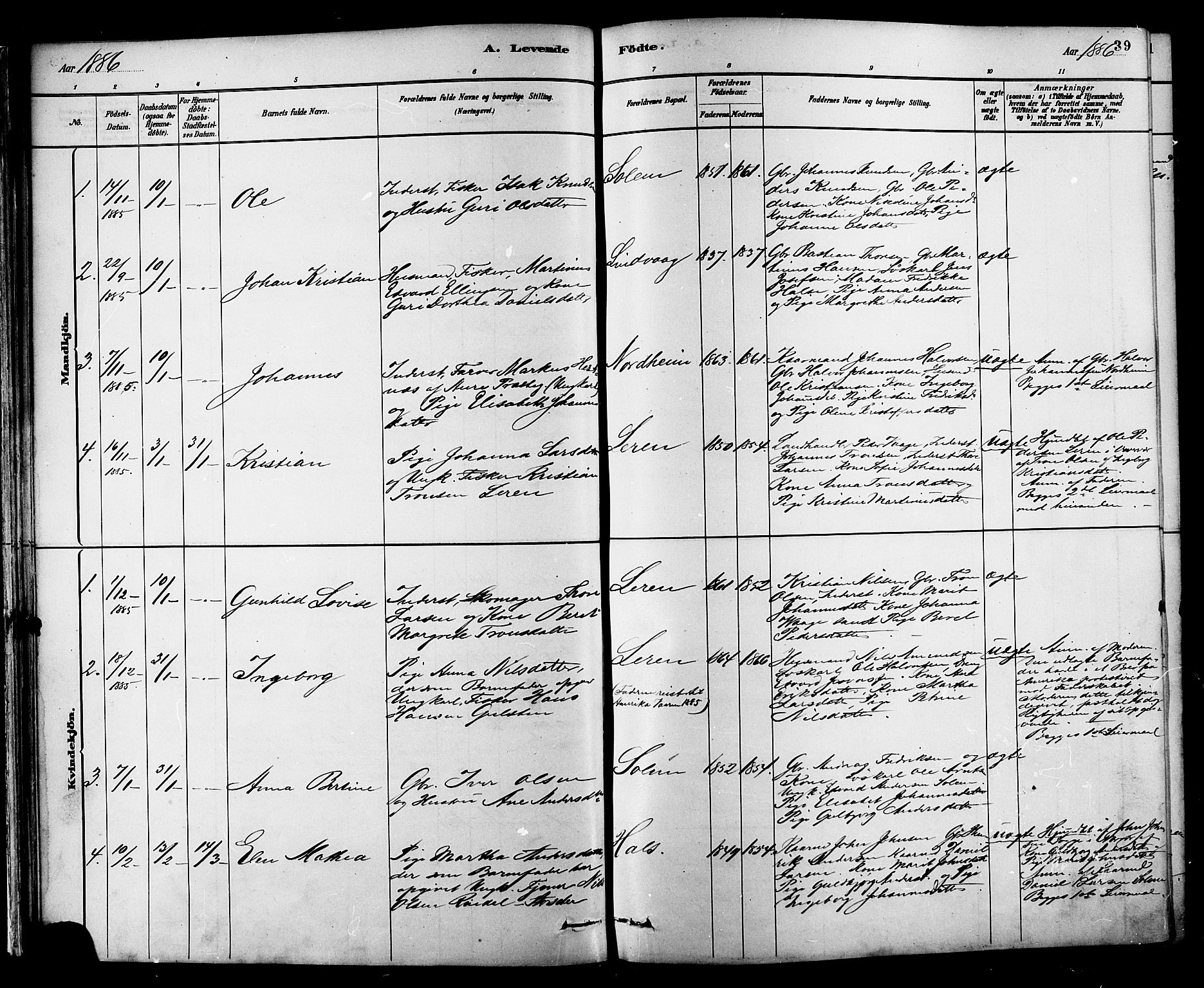 Ministerialprotokoller, klokkerbøker og fødselsregistre - Møre og Romsdal, SAT/A-1454/577/L0896: Ministerialbok nr. 577A03, 1880-1898, s. 39