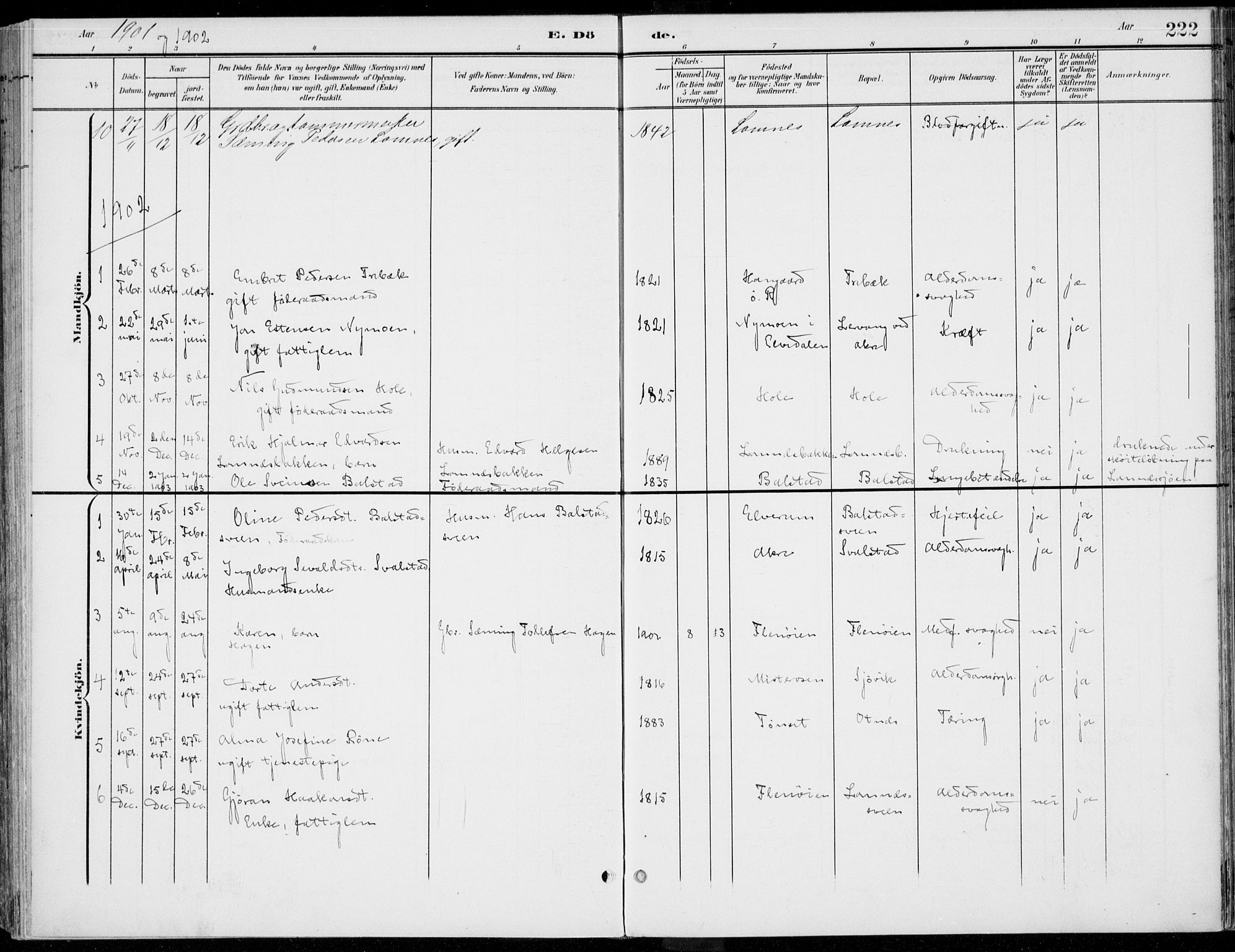 Rendalen prestekontor, AV/SAH-PREST-054/H/Ha/Haa/L0011: Ministerialbok nr. 11, 1901-1925, s. 222