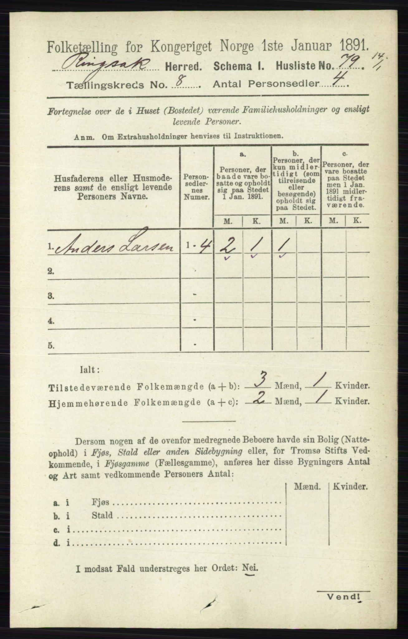 RA, Folketelling 1891 for 0412 Ringsaker herred, 1891, s. 4454