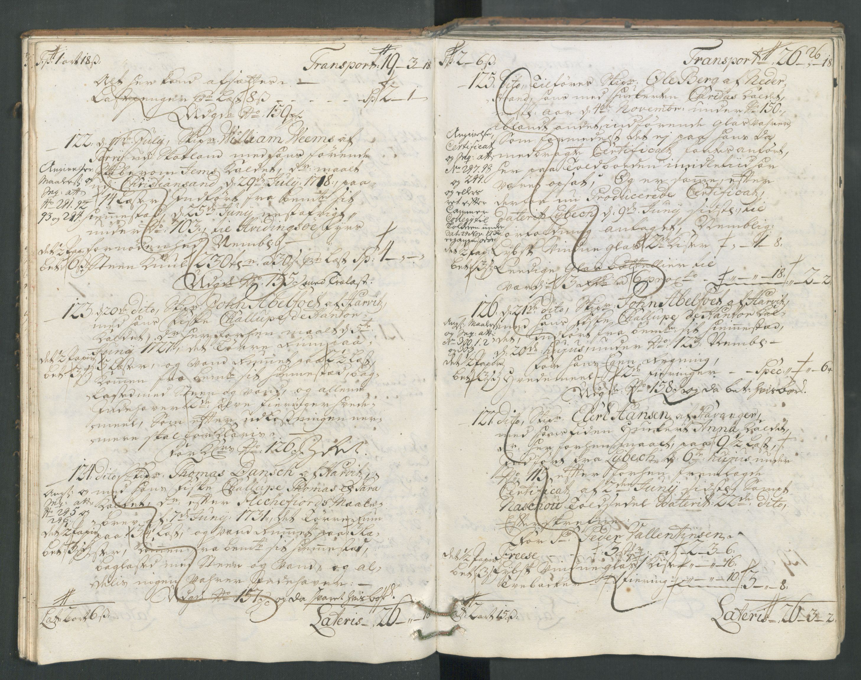 Generaltollkammeret, tollregnskaper, AV/RA-EA-5490/R22/L0012/0001: Tollregnskaper Stavanger / Hovedtollbok, 1733, s. 25b-26a