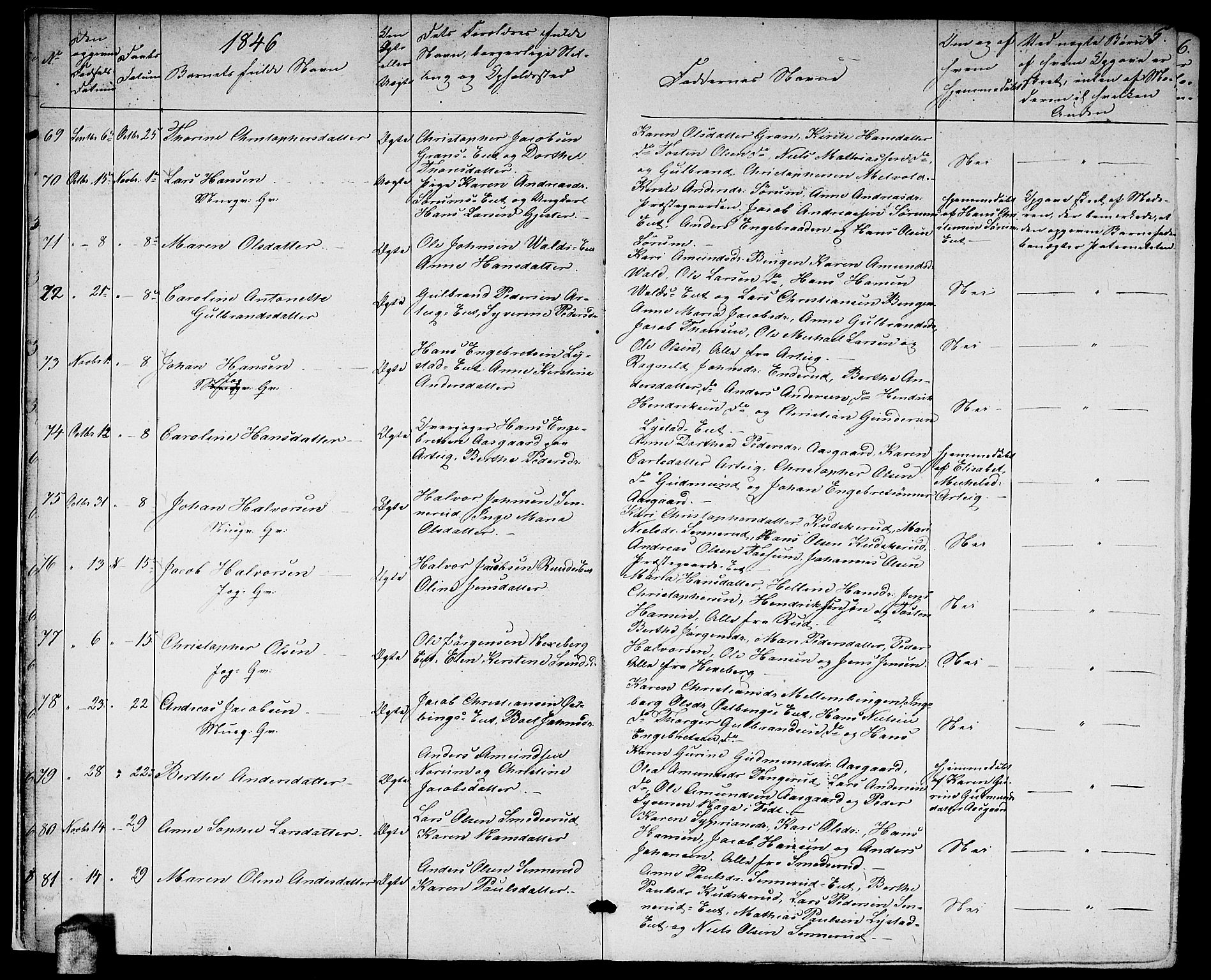 Sørum prestekontor Kirkebøker, AV/SAO-A-10303/G/Ga/L0003: Klokkerbok nr. I 3, 1846-1863, s. 5