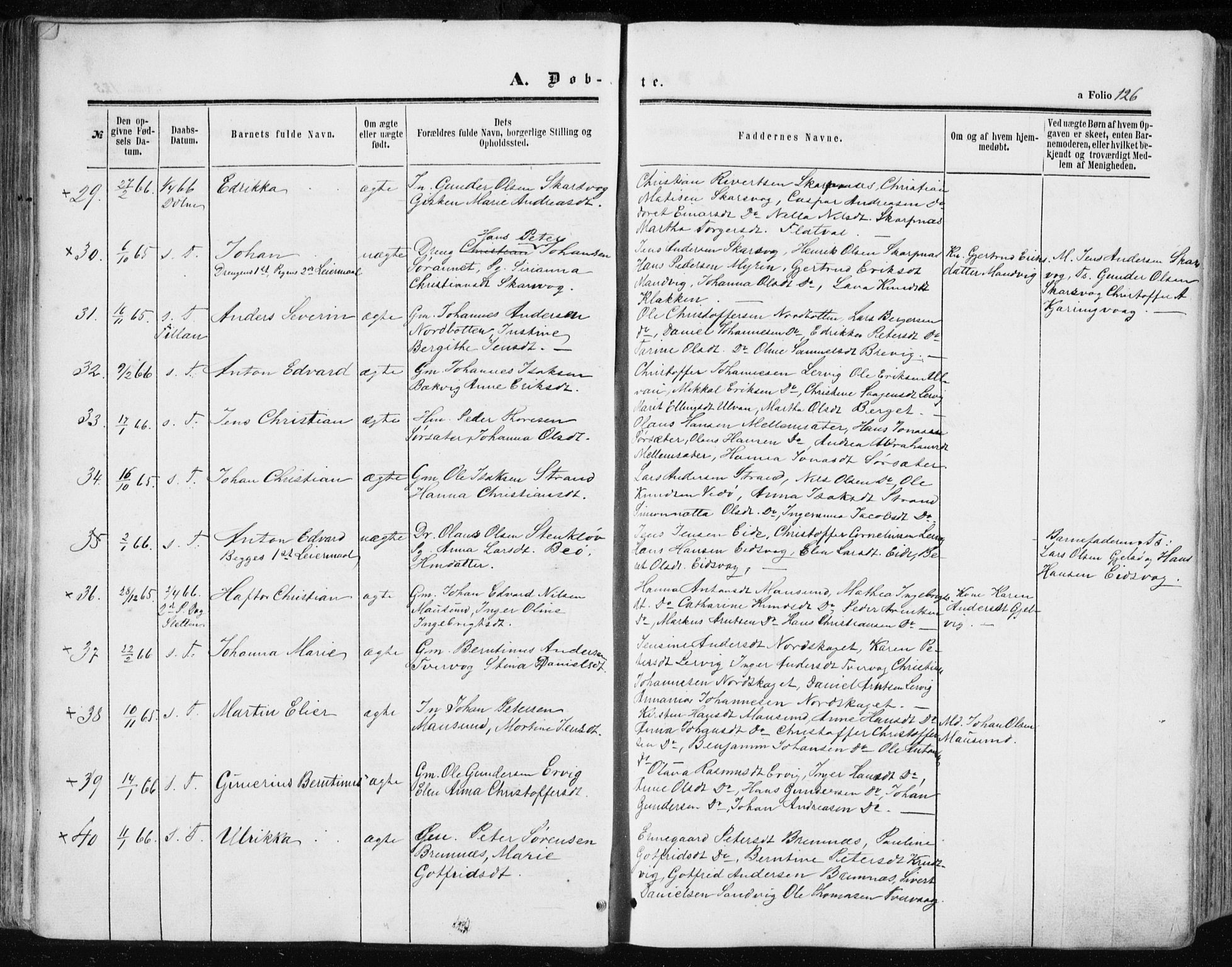 Ministerialprotokoller, klokkerbøker og fødselsregistre - Sør-Trøndelag, AV/SAT-A-1456/634/L0531: Ministerialbok nr. 634A07, 1861-1870, s. 126