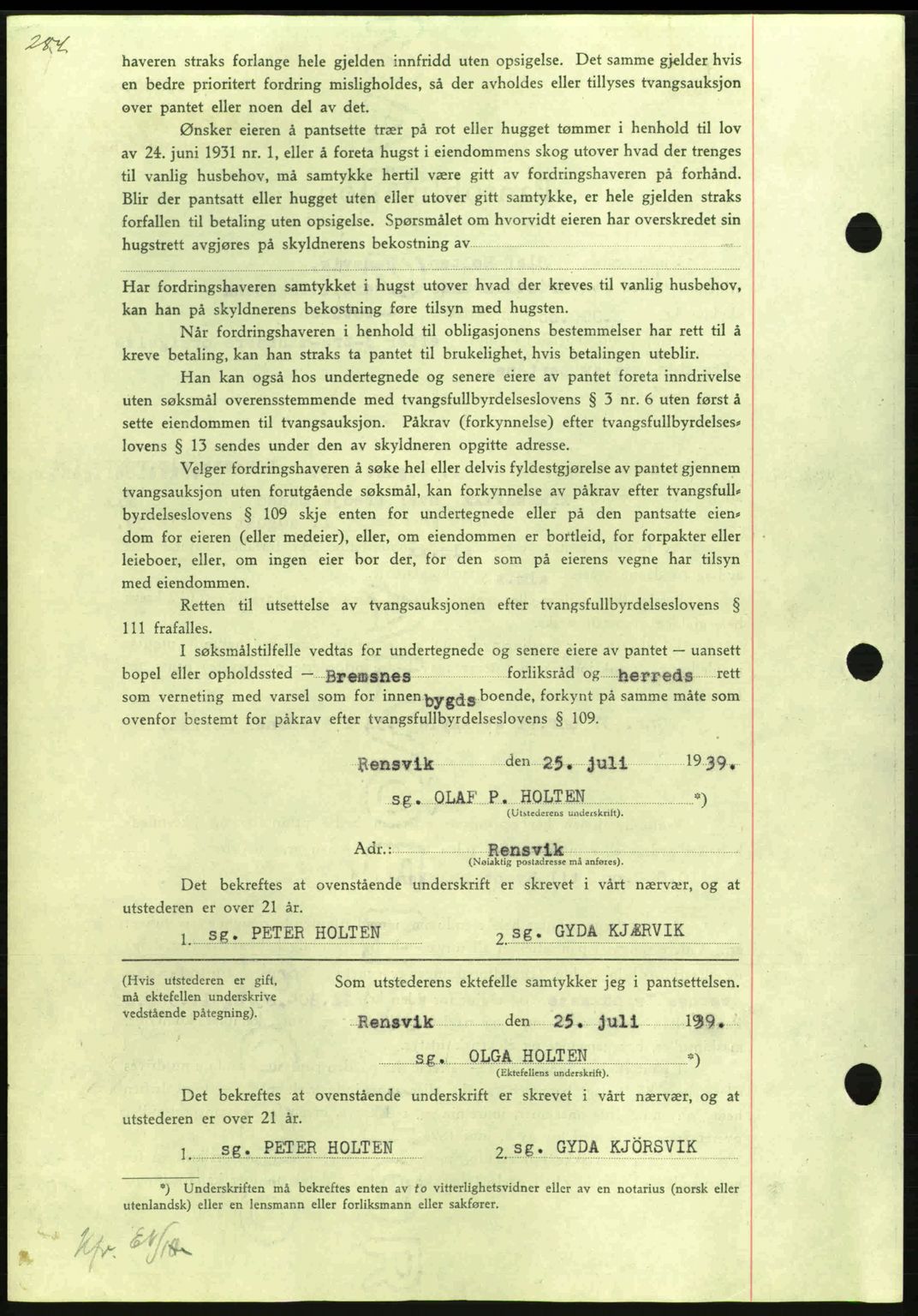 Nordmøre sorenskriveri, AV/SAT-A-4132/1/2/2Ca: Pantebok nr. B86, 1939-1940, Dagboknr: 3193/1939