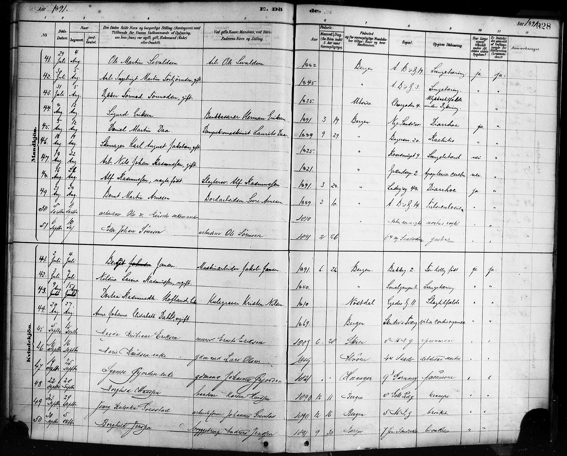 Sandviken Sokneprestembete, AV/SAB-A-77601/H/Ha/L0002: Ministerialbok nr. A 2, 1878-1896, s. 328