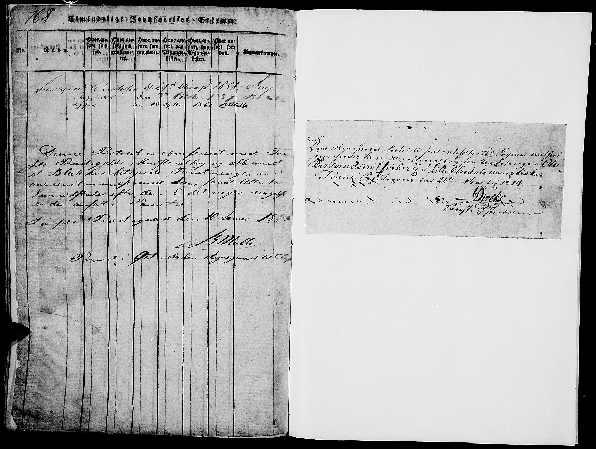 Tynset prestekontor, SAH/PREST-058/H/Ha/Hab/L0002: Klokkerbok nr. 2, 1814-1862, s. 767-768