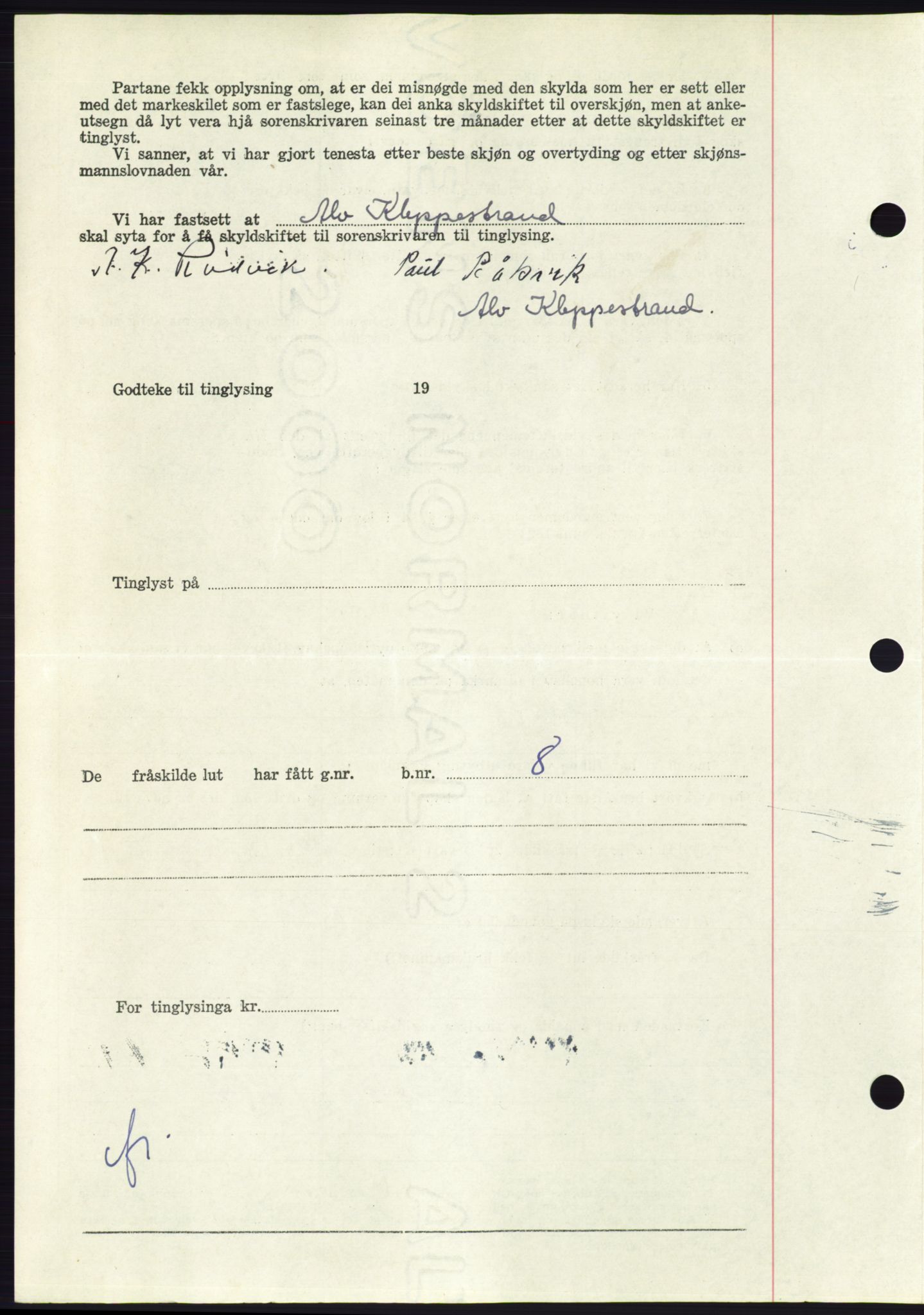 Søre Sunnmøre sorenskriveri, AV/SAT-A-4122/1/2/2C/L0100: Pantebok nr. 26A, 1954-1955, Dagboknr: 102/1955