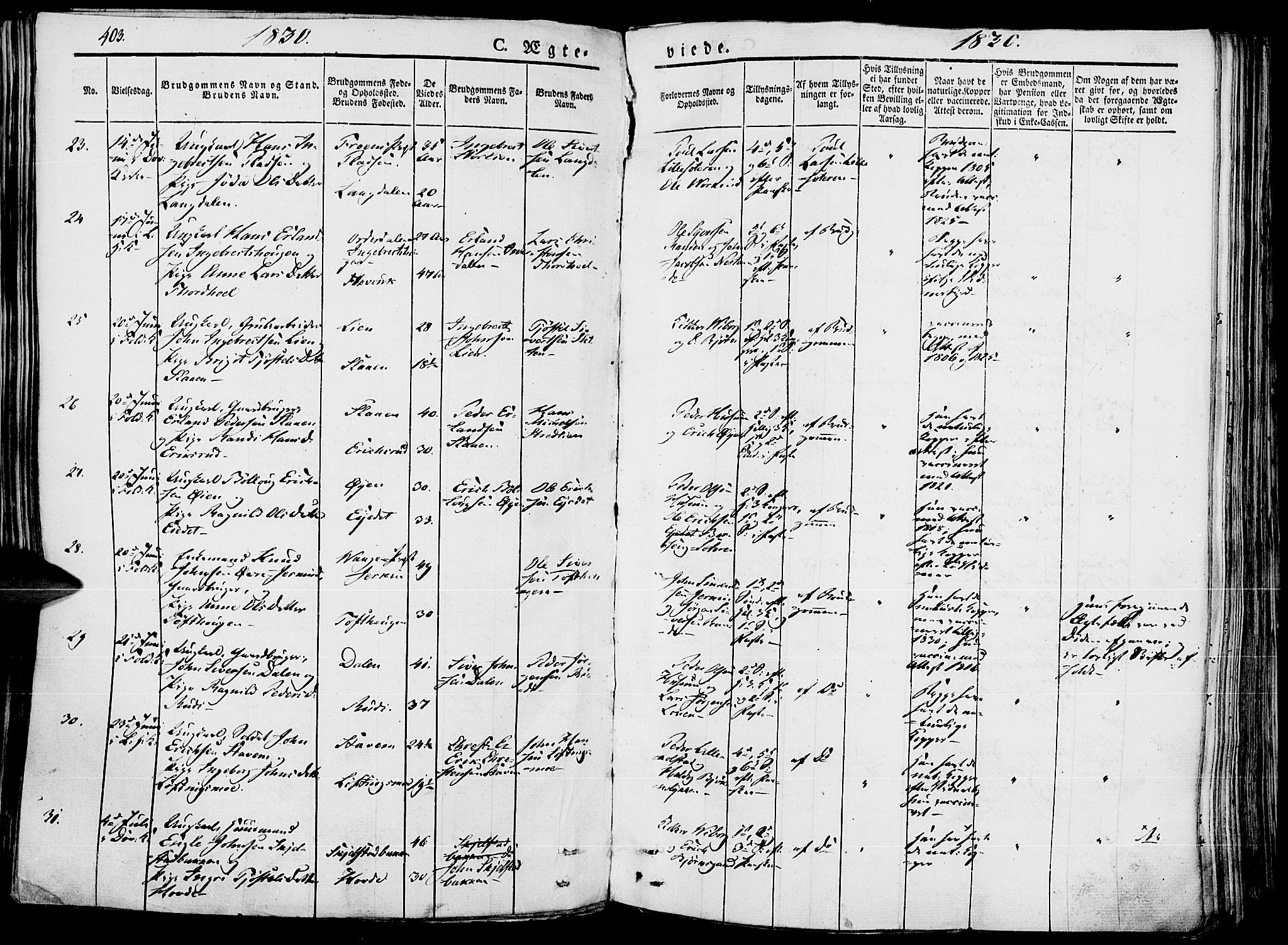 Lesja prestekontor, SAH/PREST-068/H/Ha/Haa/L0005: Ministerialbok nr. 5, 1830-1842, s. 403