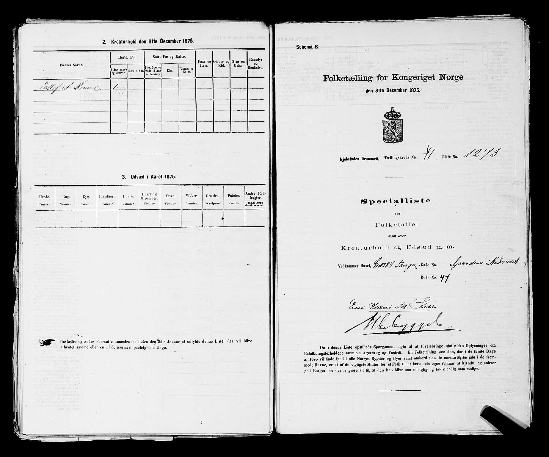 SAKO, Folketelling 1875 for 0602 Drammen kjøpstad, 1875, s. 3482