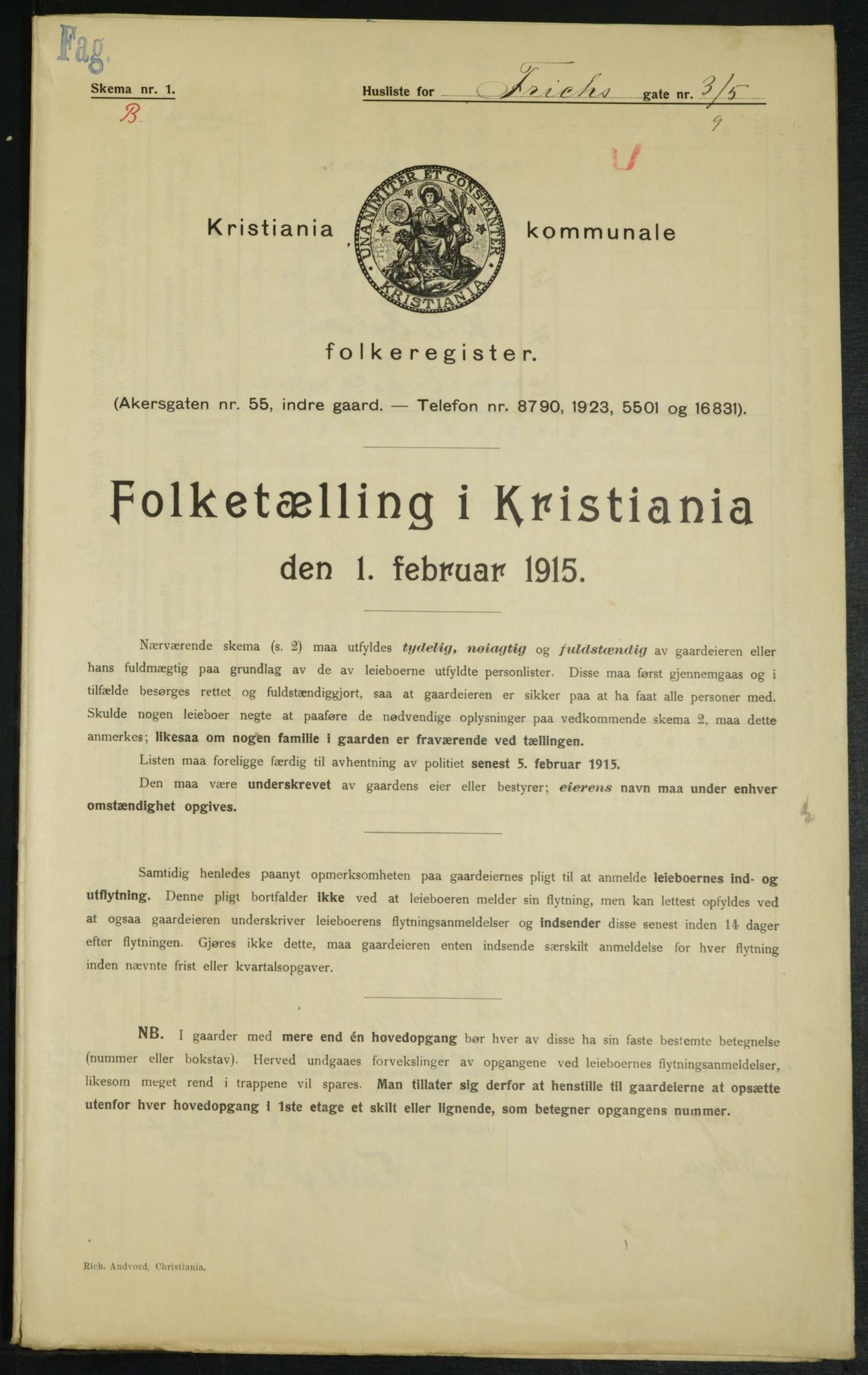 OBA, Kommunal folketelling 1.2.1915 for Kristiania, 1915, s. 26400