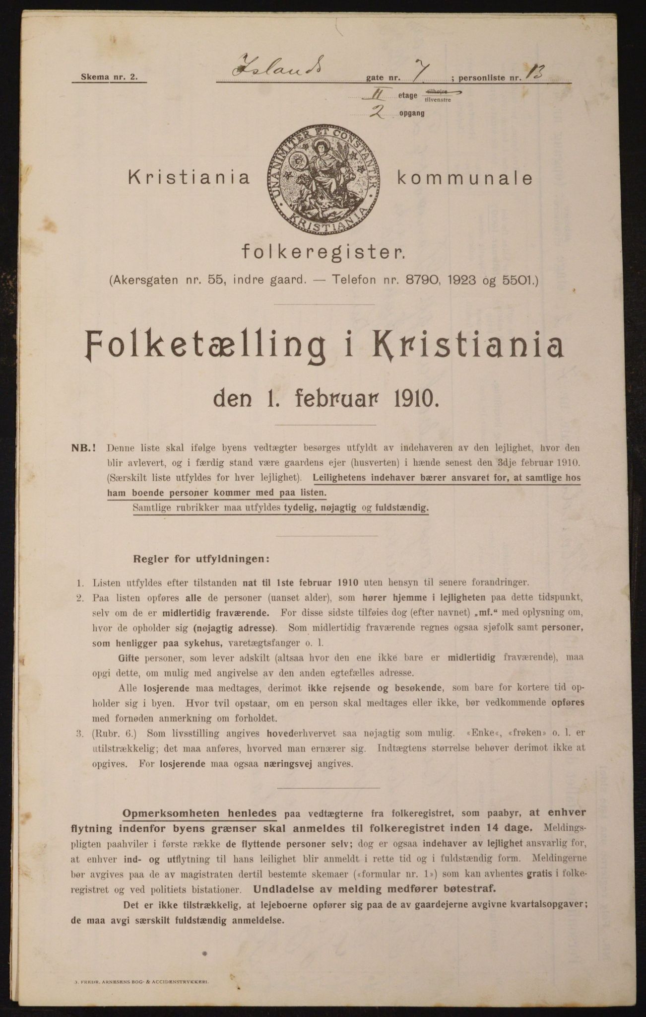 OBA, Kommunal folketelling 1.2.1910 for Kristiania, 1910, s. 43460