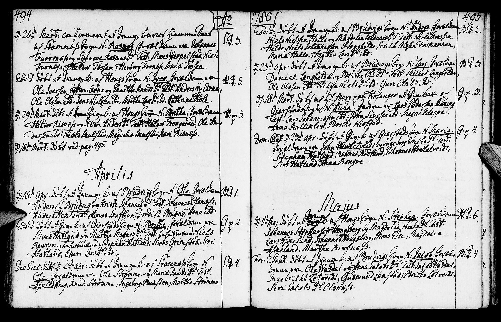 Haus sokneprestembete, SAB/A-75601/H/Haa: Ministerialbok nr. A 9, 1767-1781, s. 494-495