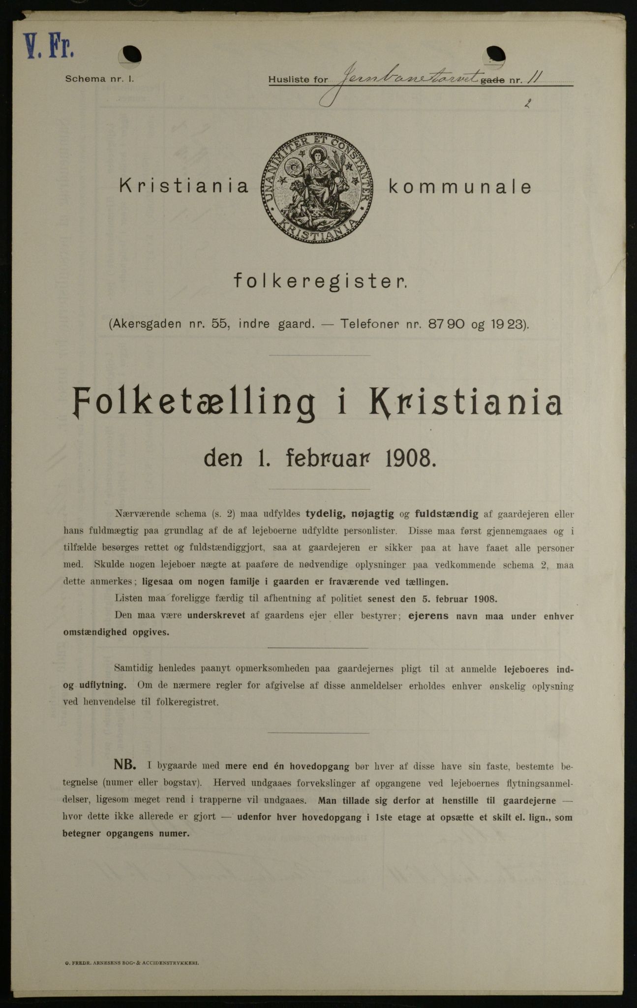 OBA, Kommunal folketelling 1.2.1908 for Kristiania kjøpstad, 1908, s. 41953