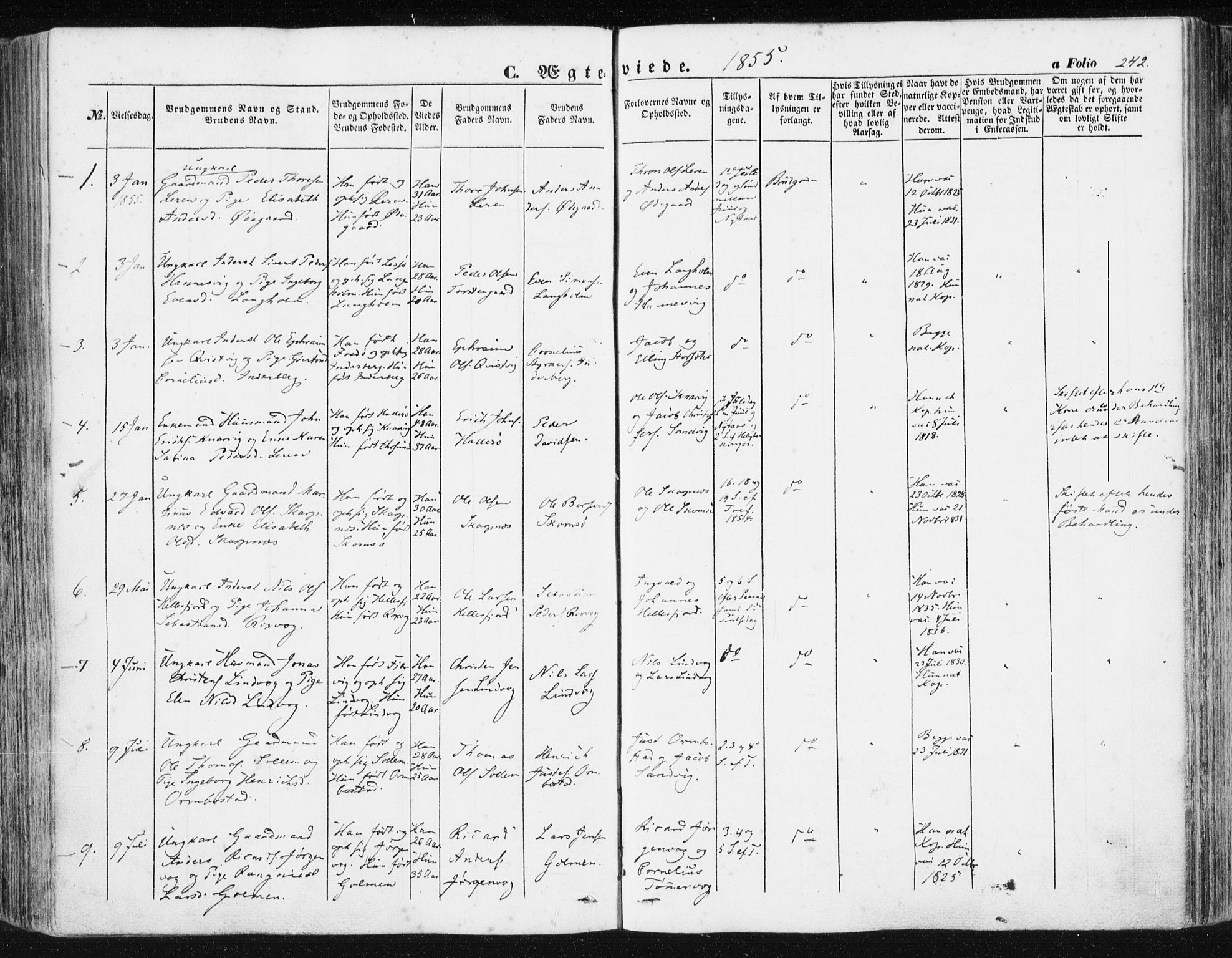 Ministerialprotokoller, klokkerbøker og fødselsregistre - Møre og Romsdal, AV/SAT-A-1454/581/L0937: Ministerialbok nr. 581A05, 1853-1872, s. 242