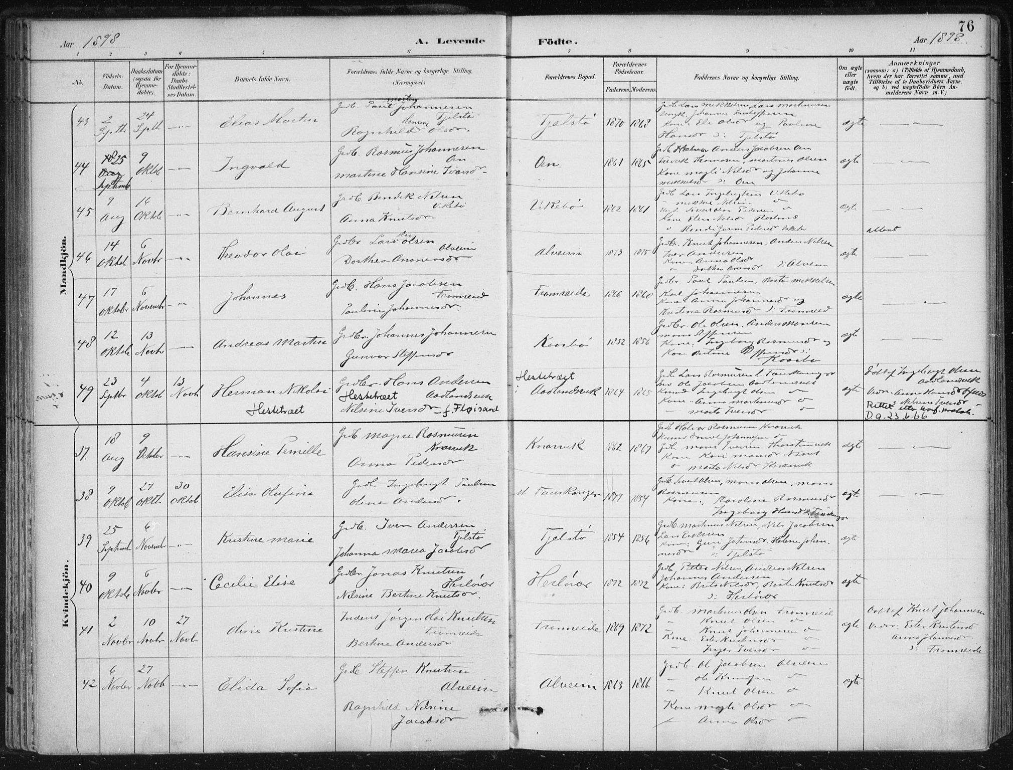 Herdla Sokneprestembete, AV/SAB-A-75701/H/Haa: Ministerialbok nr. A 4, 1891-1905, s. 76