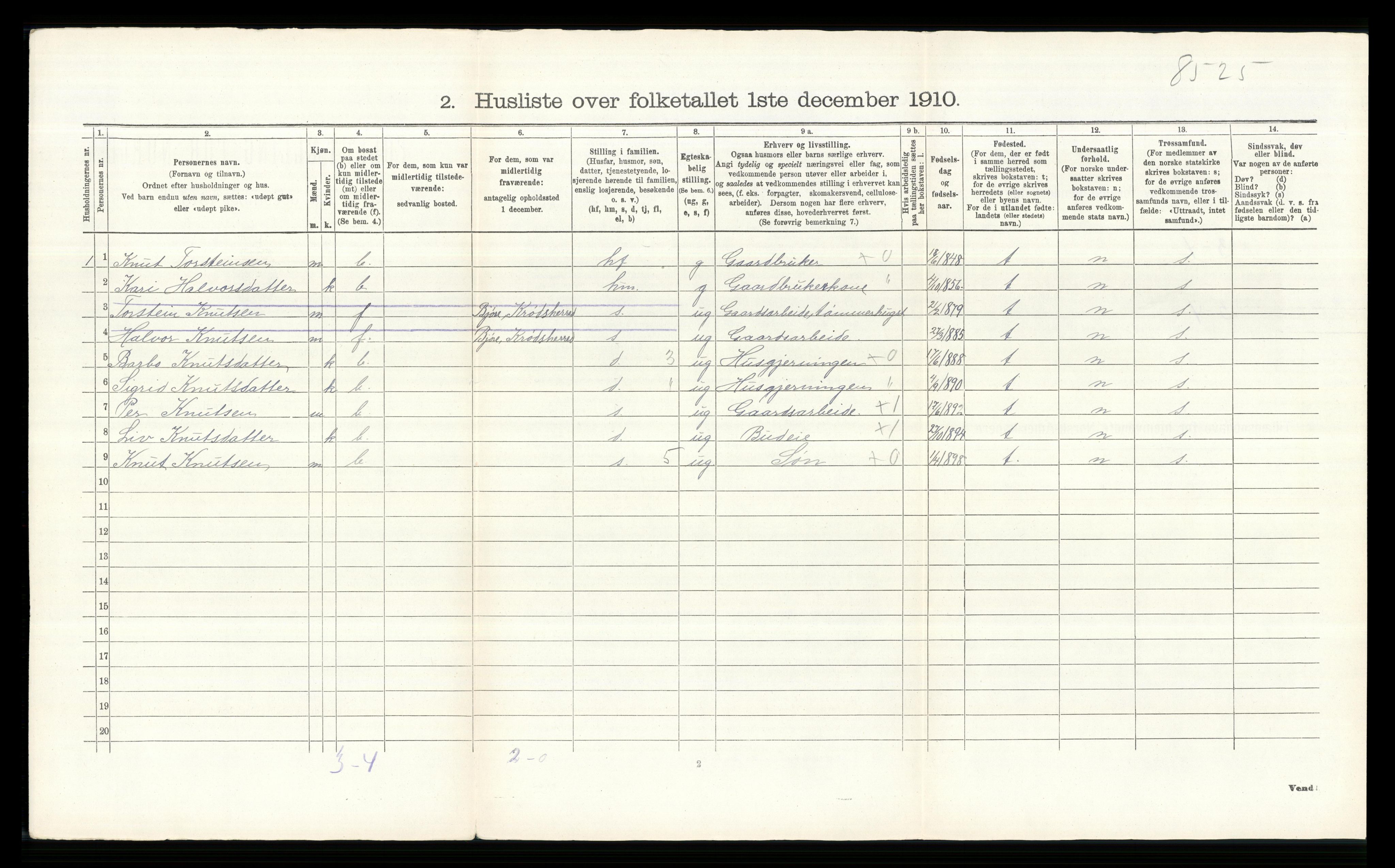 RA, Folketelling 1910 for 0617 Gol herred, 1910, s. 845