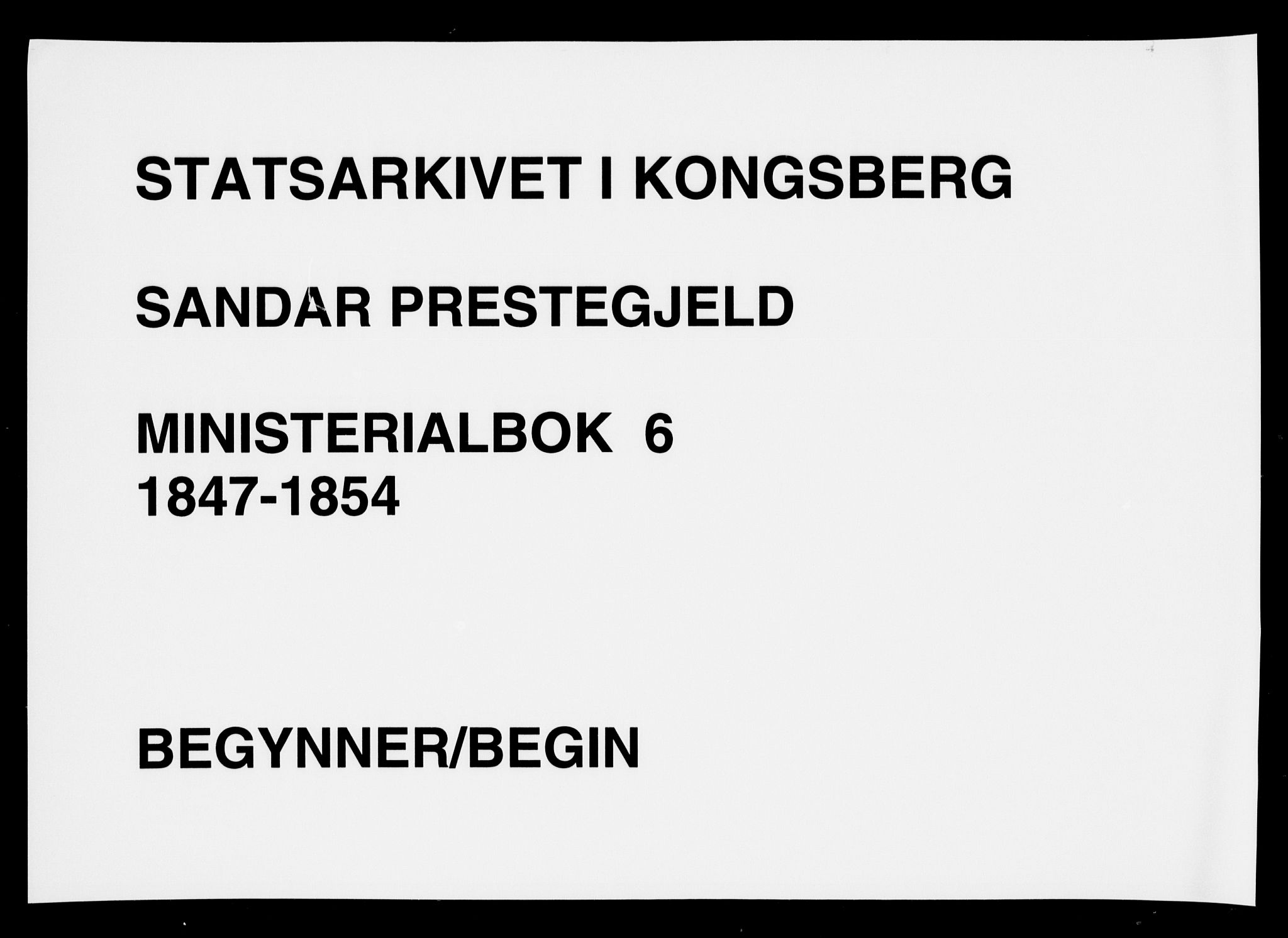 Sandar kirkebøker, AV/SAKO-A-243/F/Fa/L0006: Ministerialbok nr. 6, 1847-1860