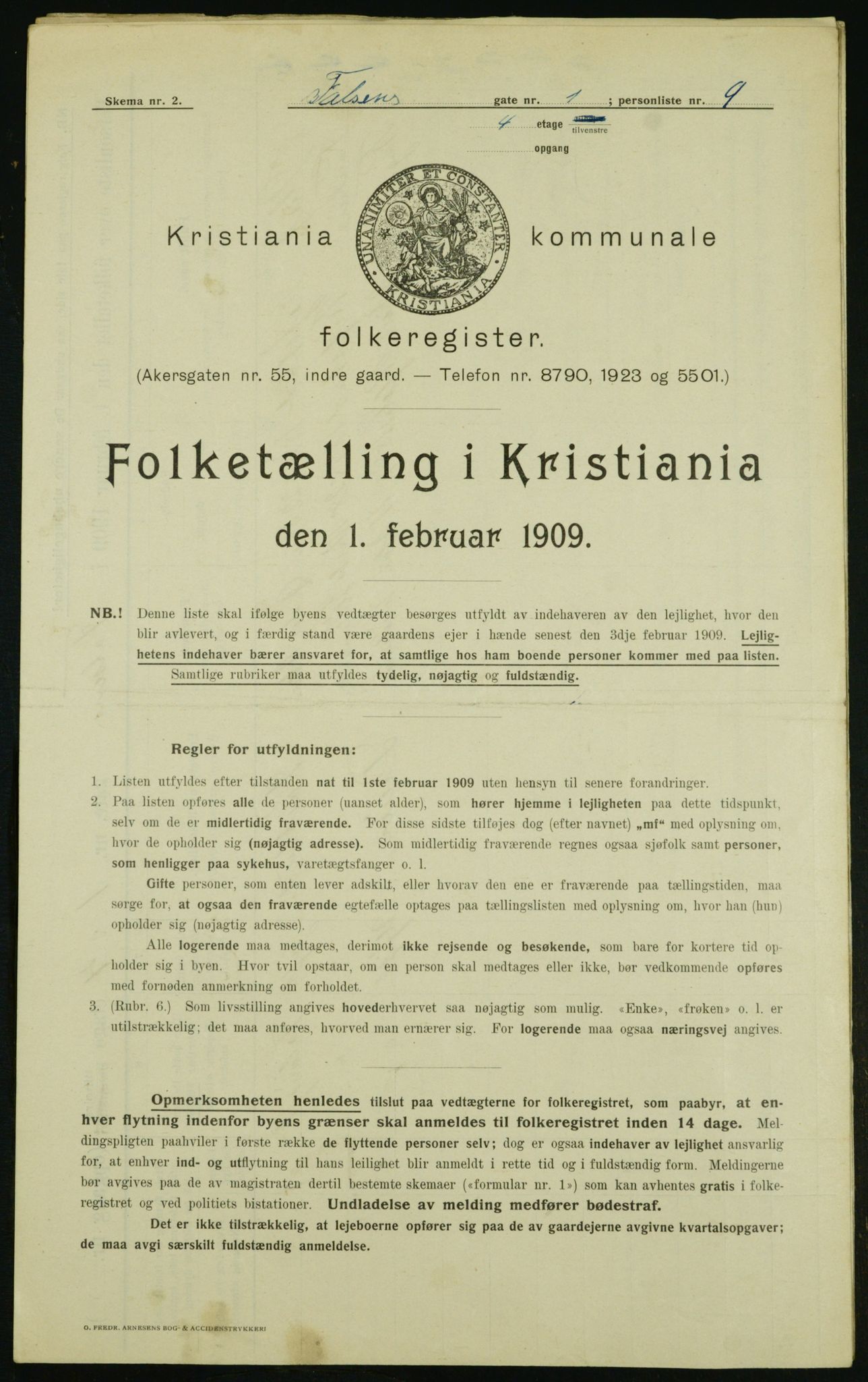 OBA, Kommunal folketelling 1.2.1909 for Kristiania kjøpstad, 1909, s. 20986