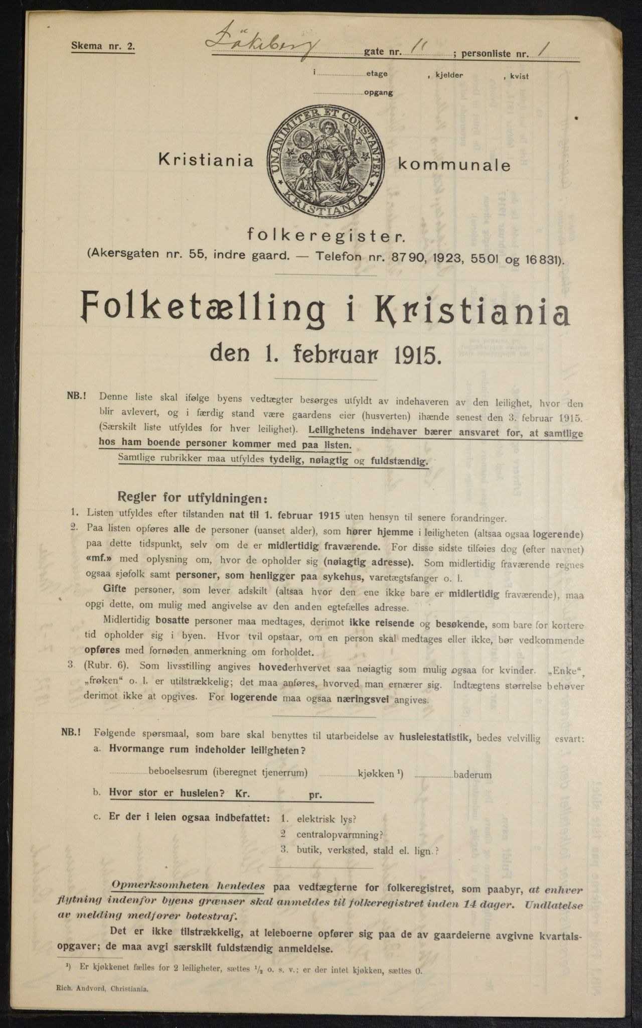 OBA, Kommunal folketelling 1.2.1915 for Kristiania, 1915, s. 57999