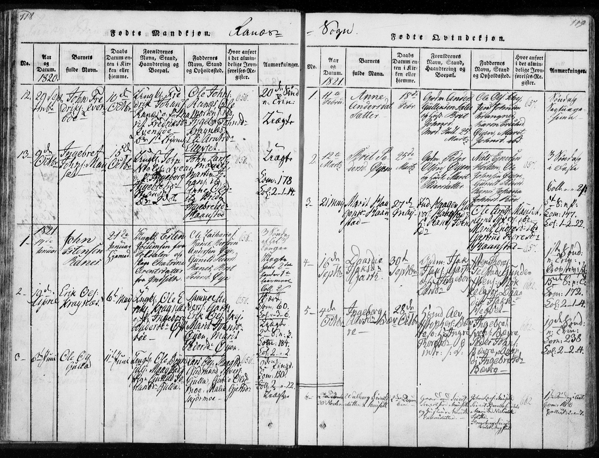 Ministerialprotokoller, klokkerbøker og fødselsregistre - Møre og Romsdal, AV/SAT-A-1454/595/L1041: Ministerialbok nr. 595A03, 1819-1829, s. 118-119